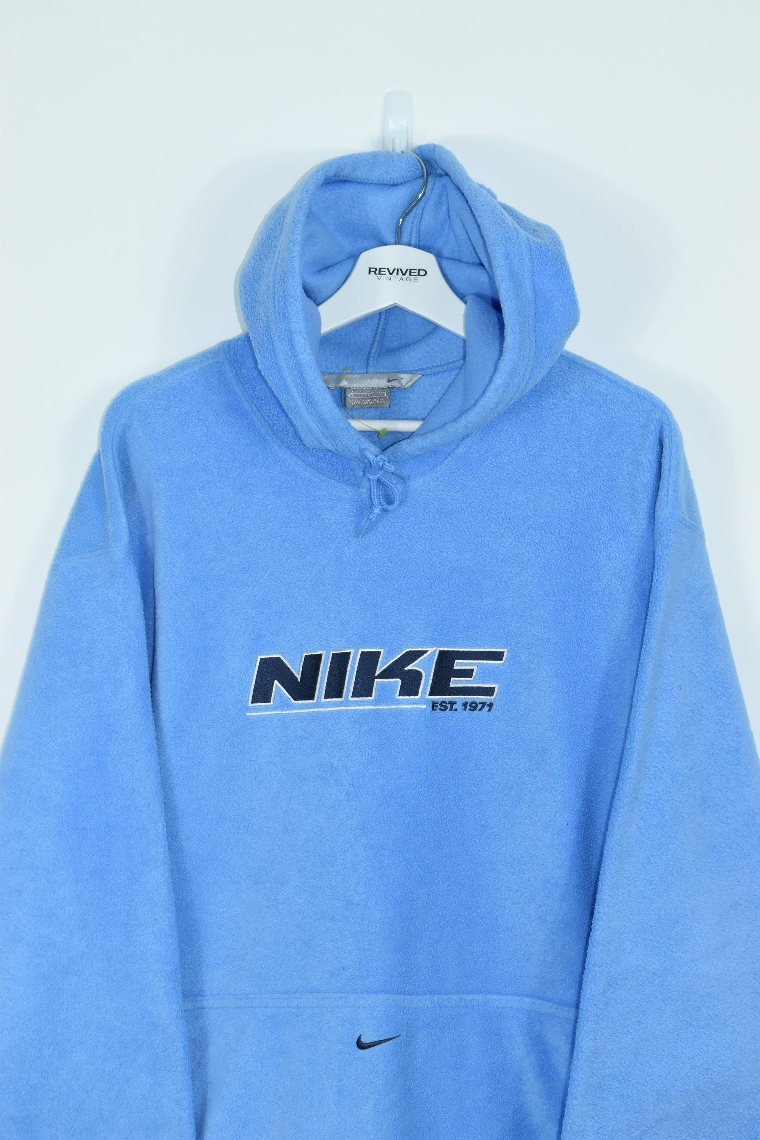 Vintage Nike Baby Blue Fleece Hoodie XXL