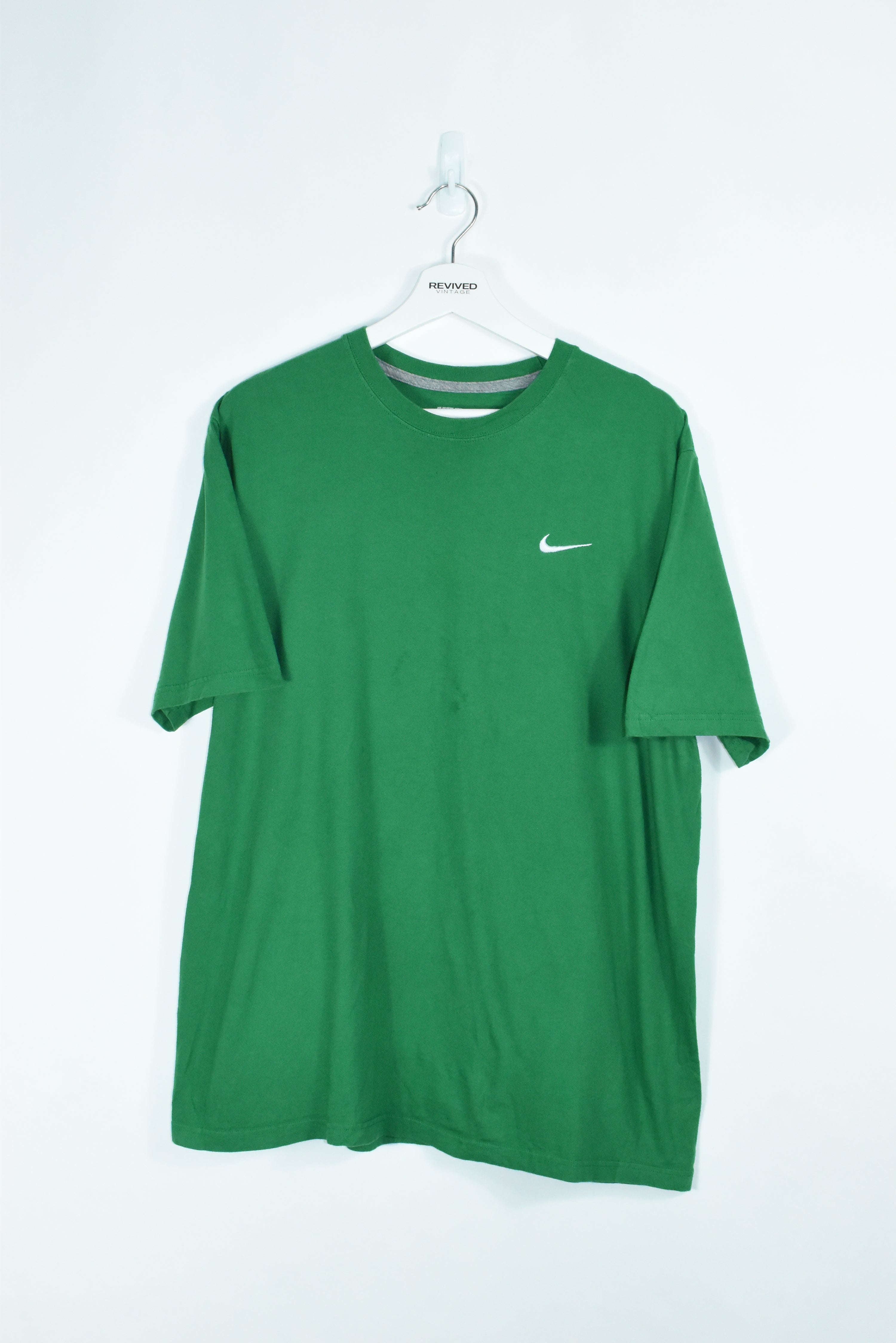 Vintage Nike Green Embroidery Small Swoosh T Shirt XLARGE