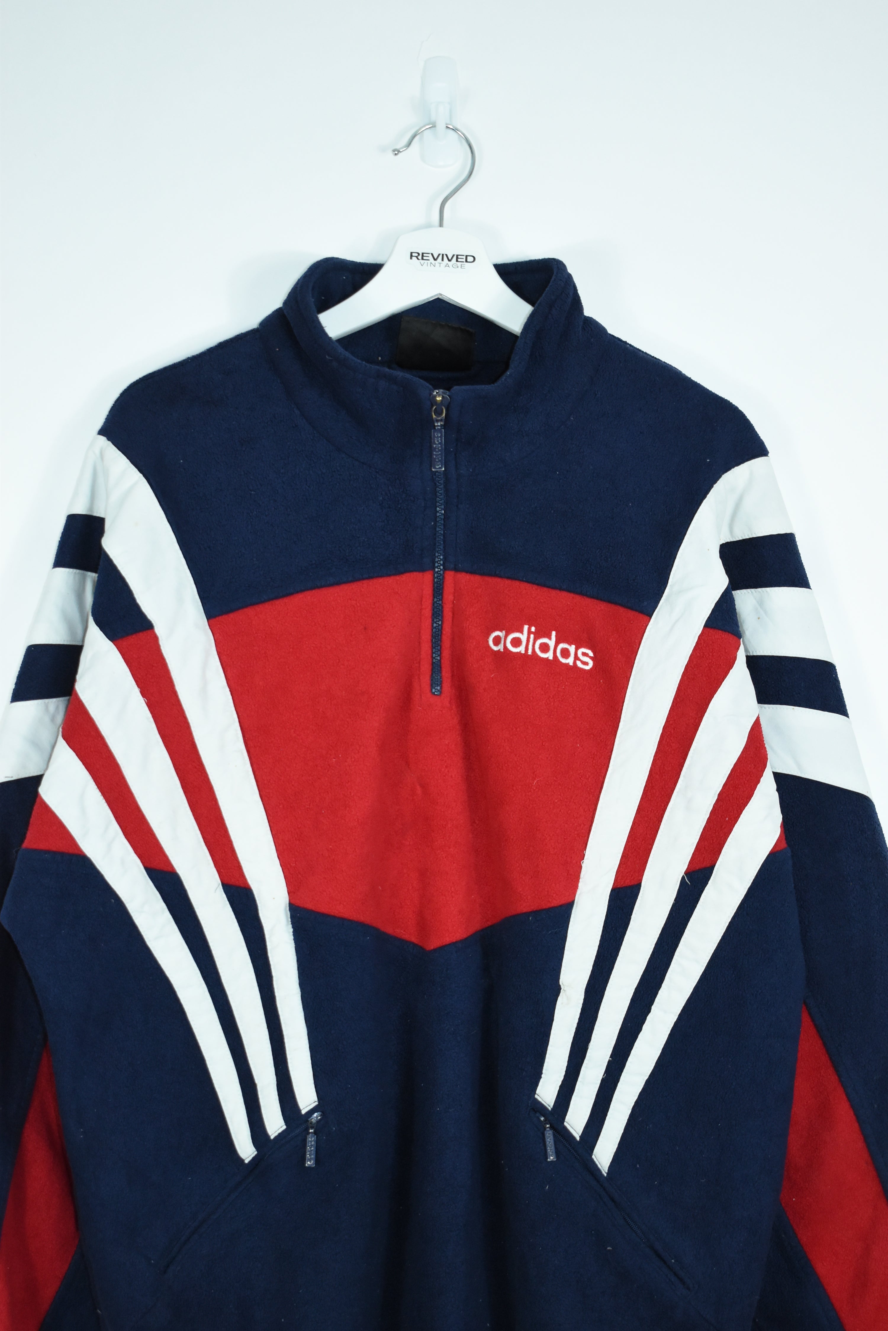 Vintage Adidas 90s Embroidery 1/4 Zip Fleece Large (Baggy)