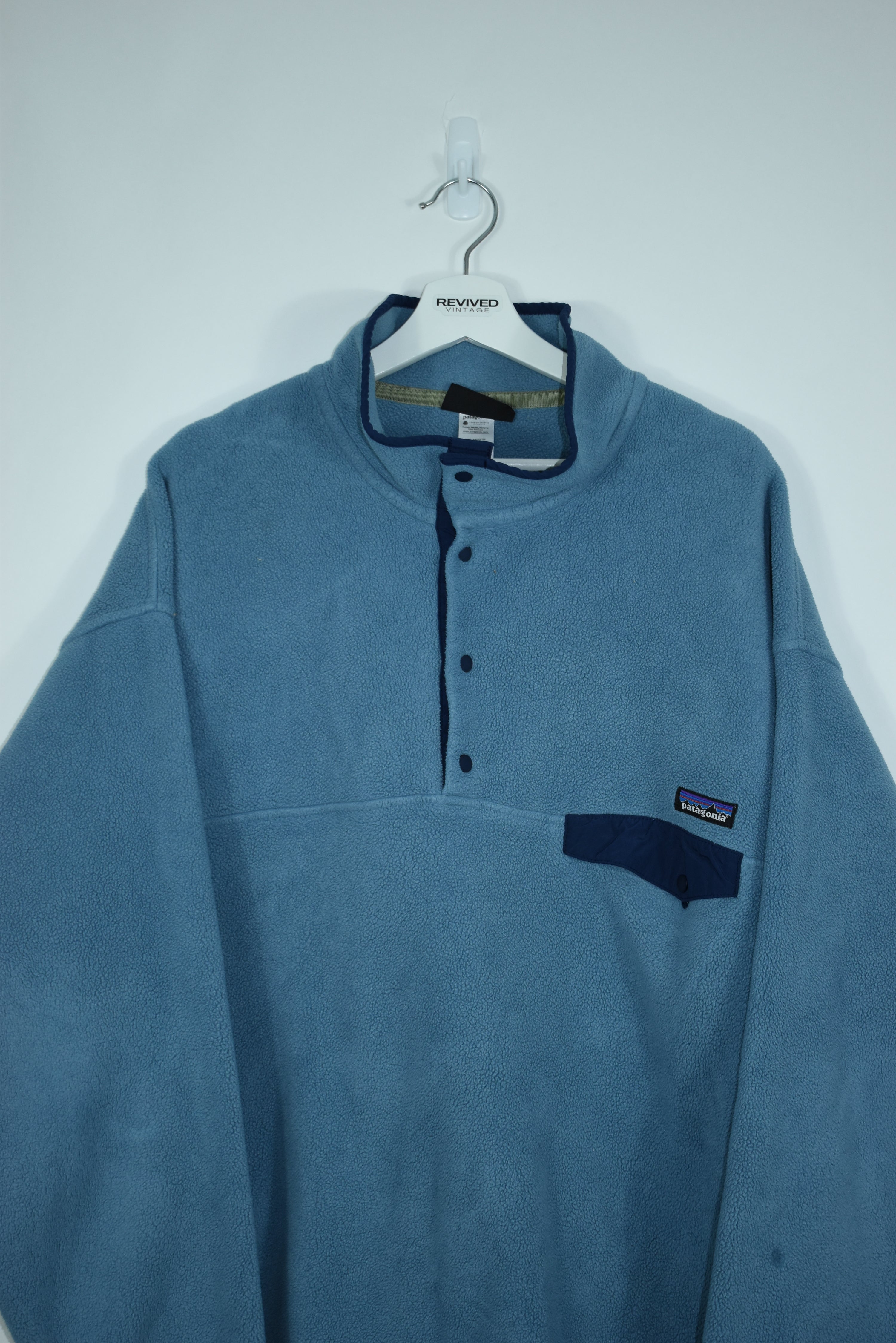 VINTAGE PATAGONIA BABY BLUE SYNCHILLA 1/4 ZIP FLEECE XXL