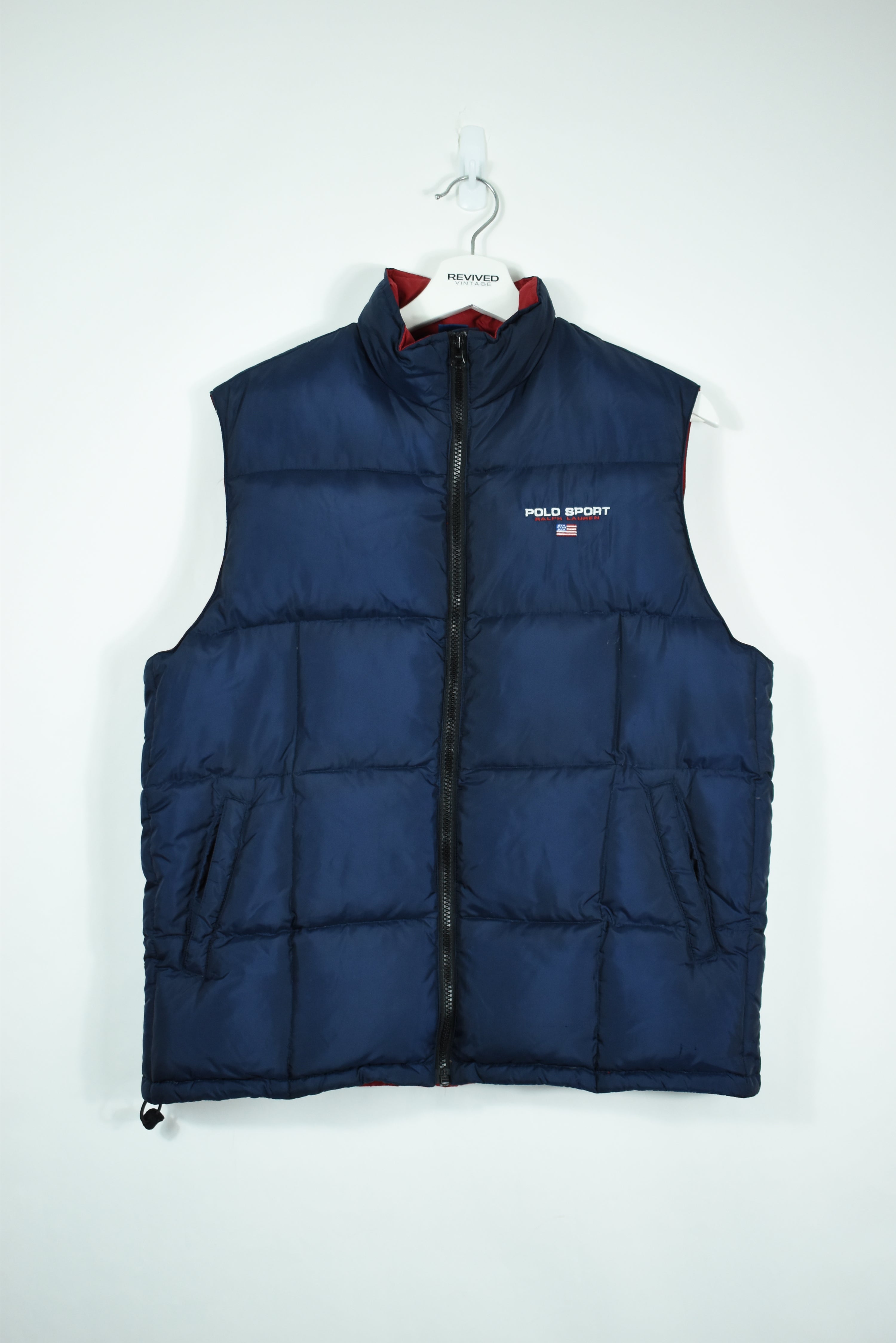 VINTAGE RALPH LAUREN POLO SPORT NAVY PUFFER VEST LARGE