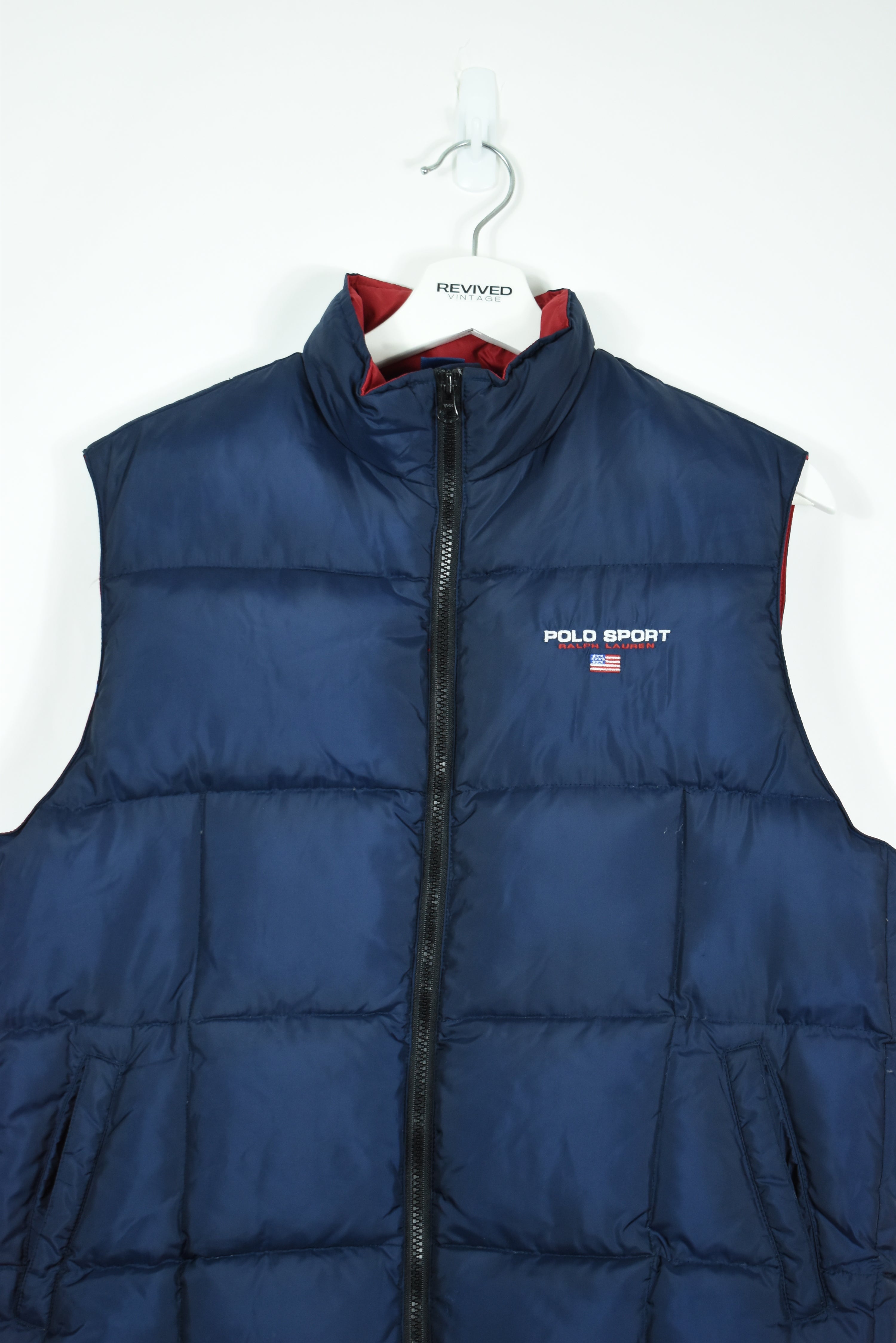 VINTAGE RALPH LAUREN POLO SPORT NAVY PUFFER VEST LARGE
