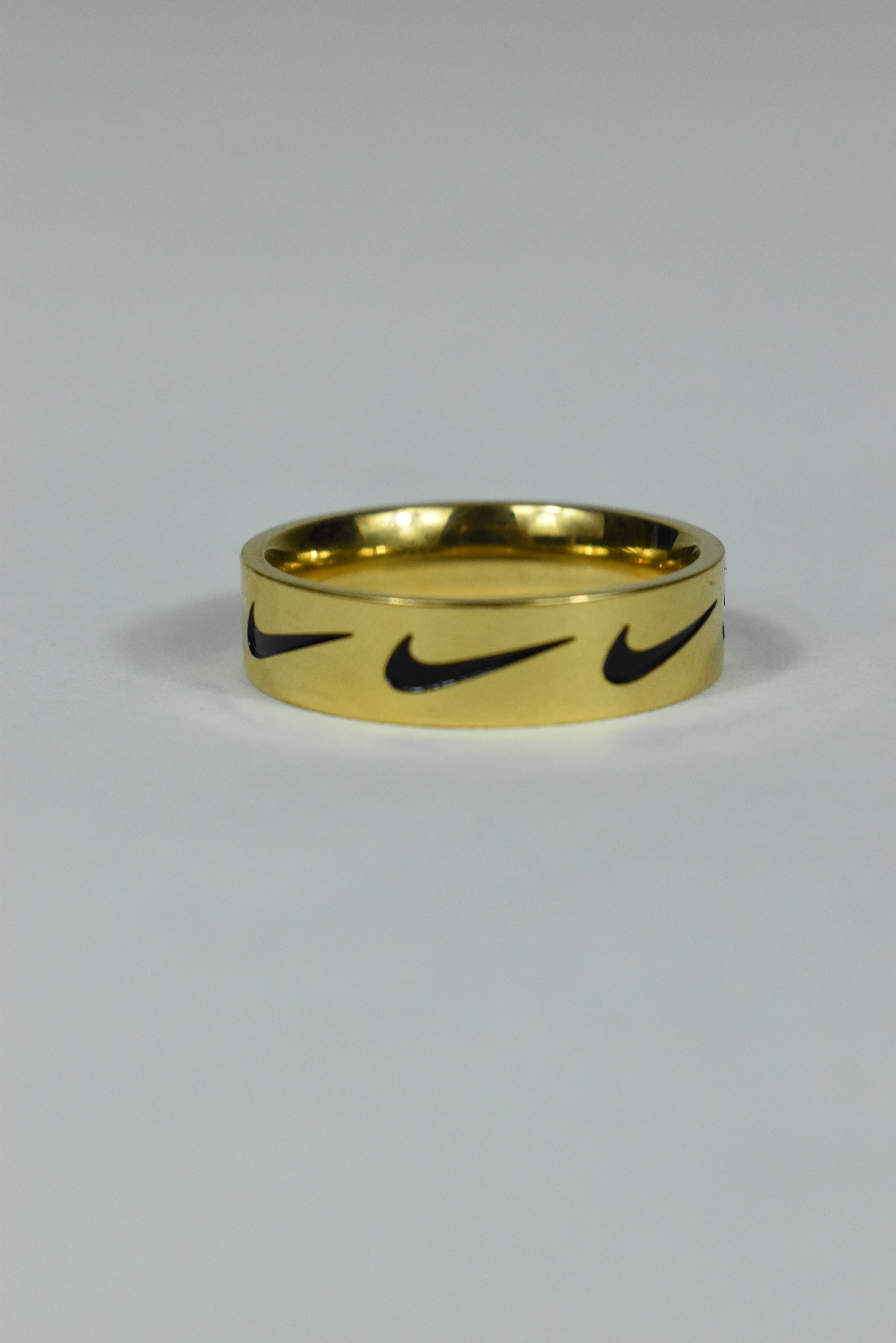 New Nike Swoosh Ring Stainless Steel Gold