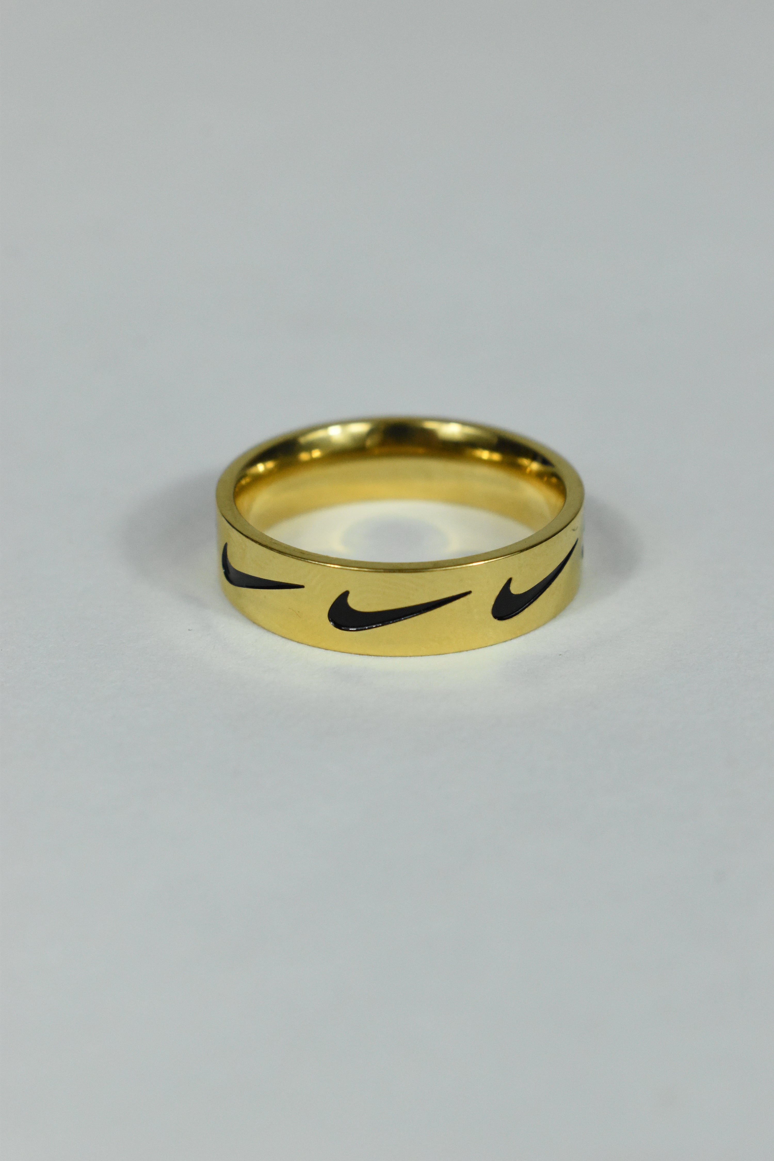 New Nike Swoosh Ring Stainless Steel Gold
