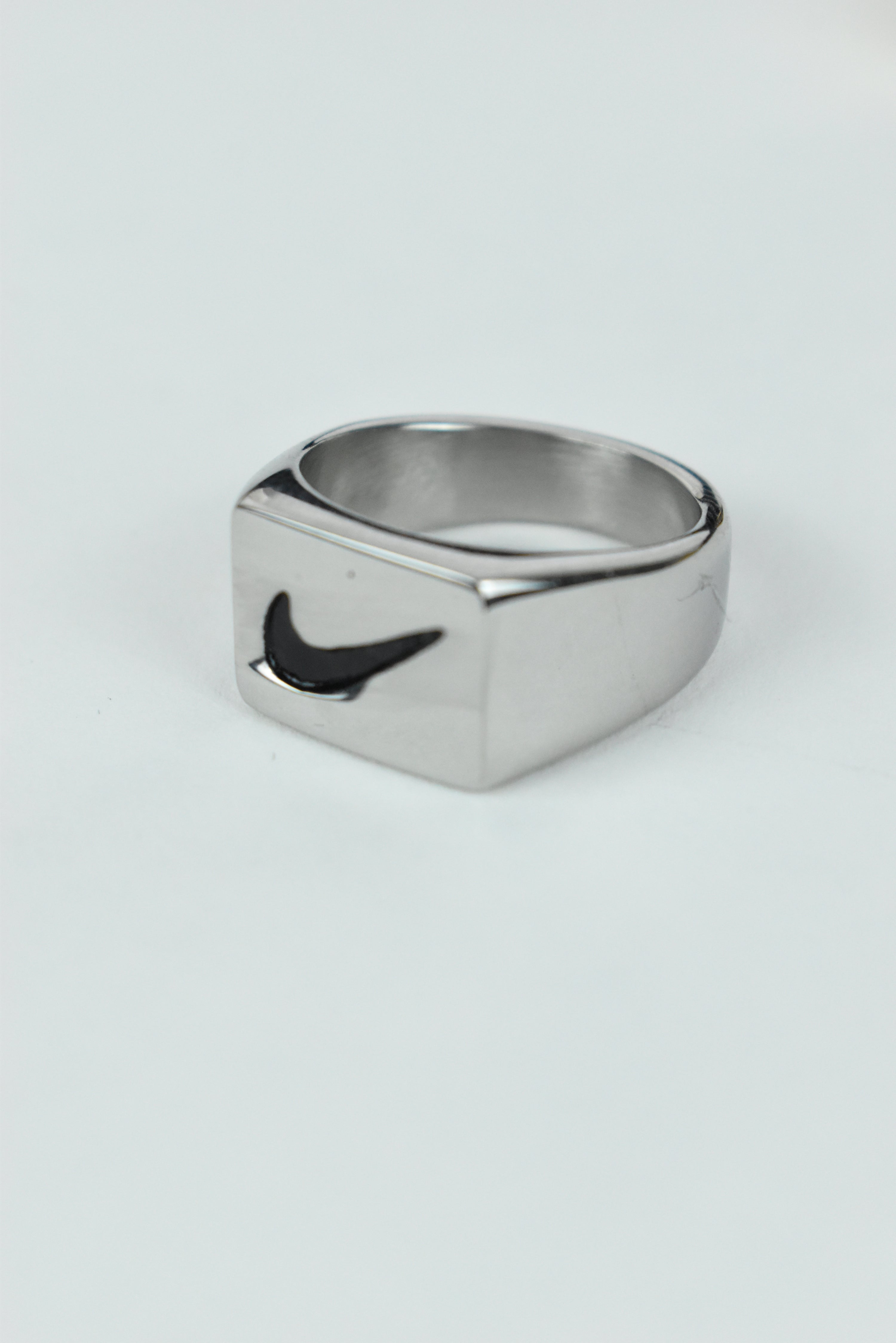 New Nike Swoosh Square Ring Bootleg Silver/Gold