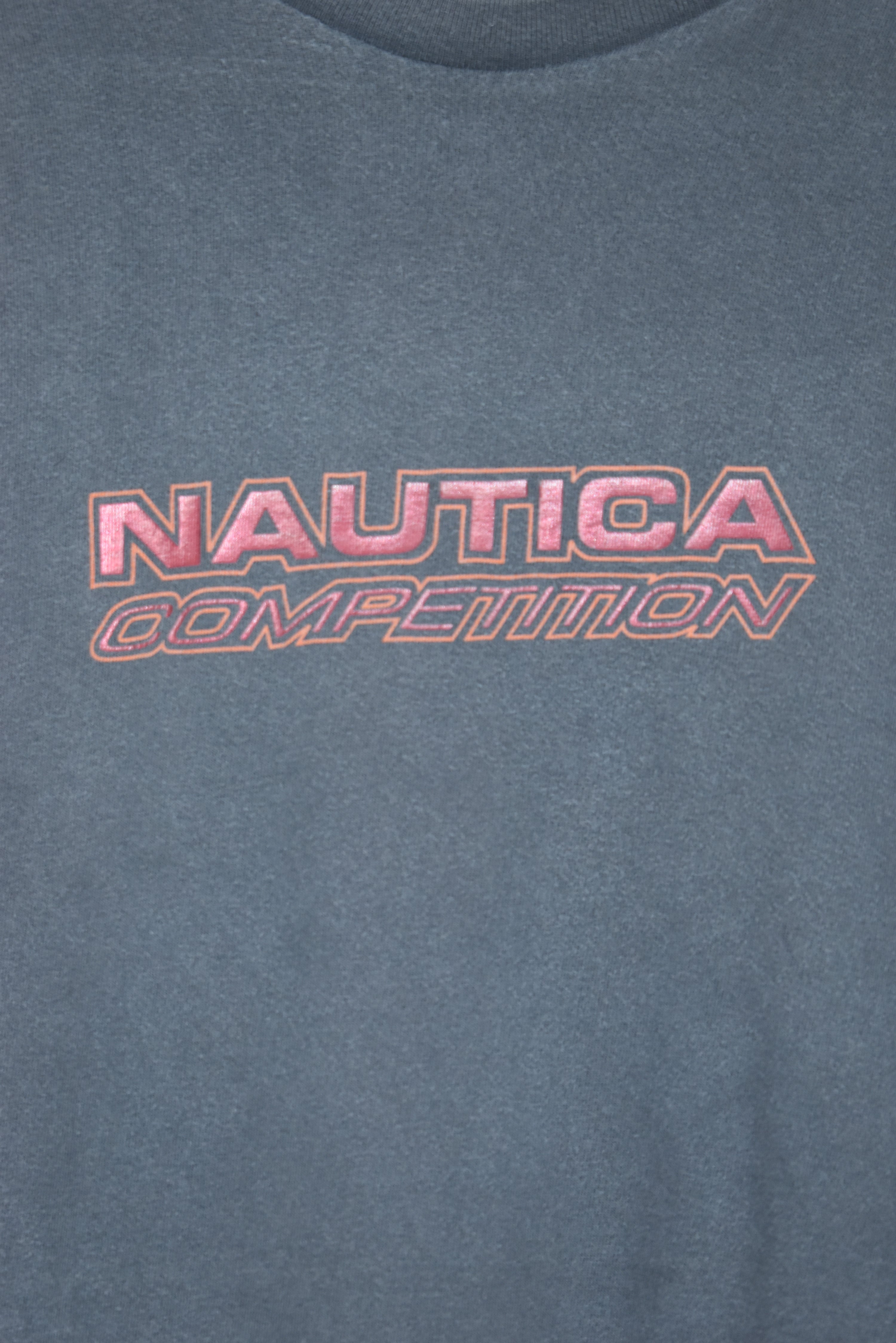 Vintage Nautica Competition Spellout T Shirt Dark Grey Large