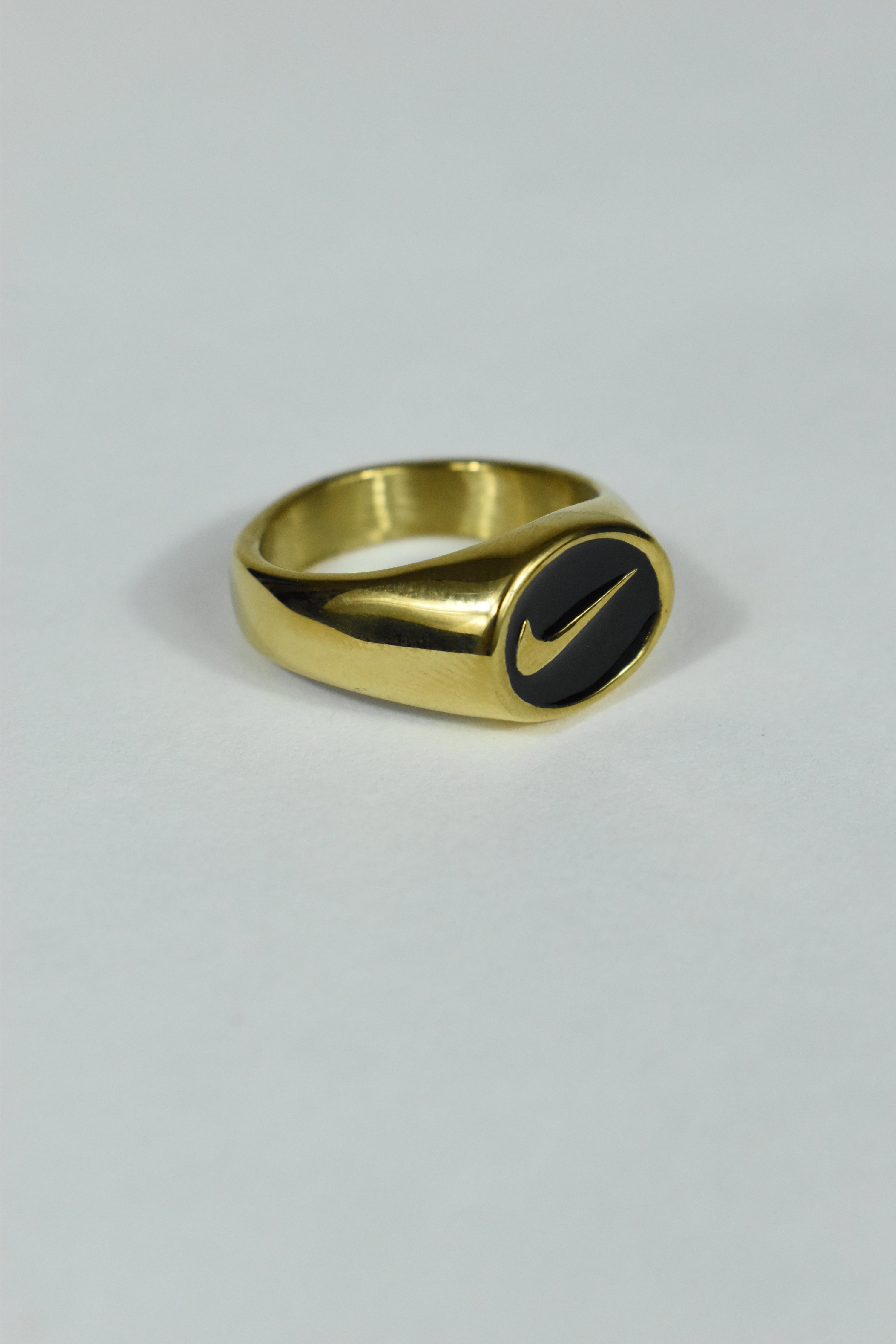 New Nike Swoosh Bold Ring Gold