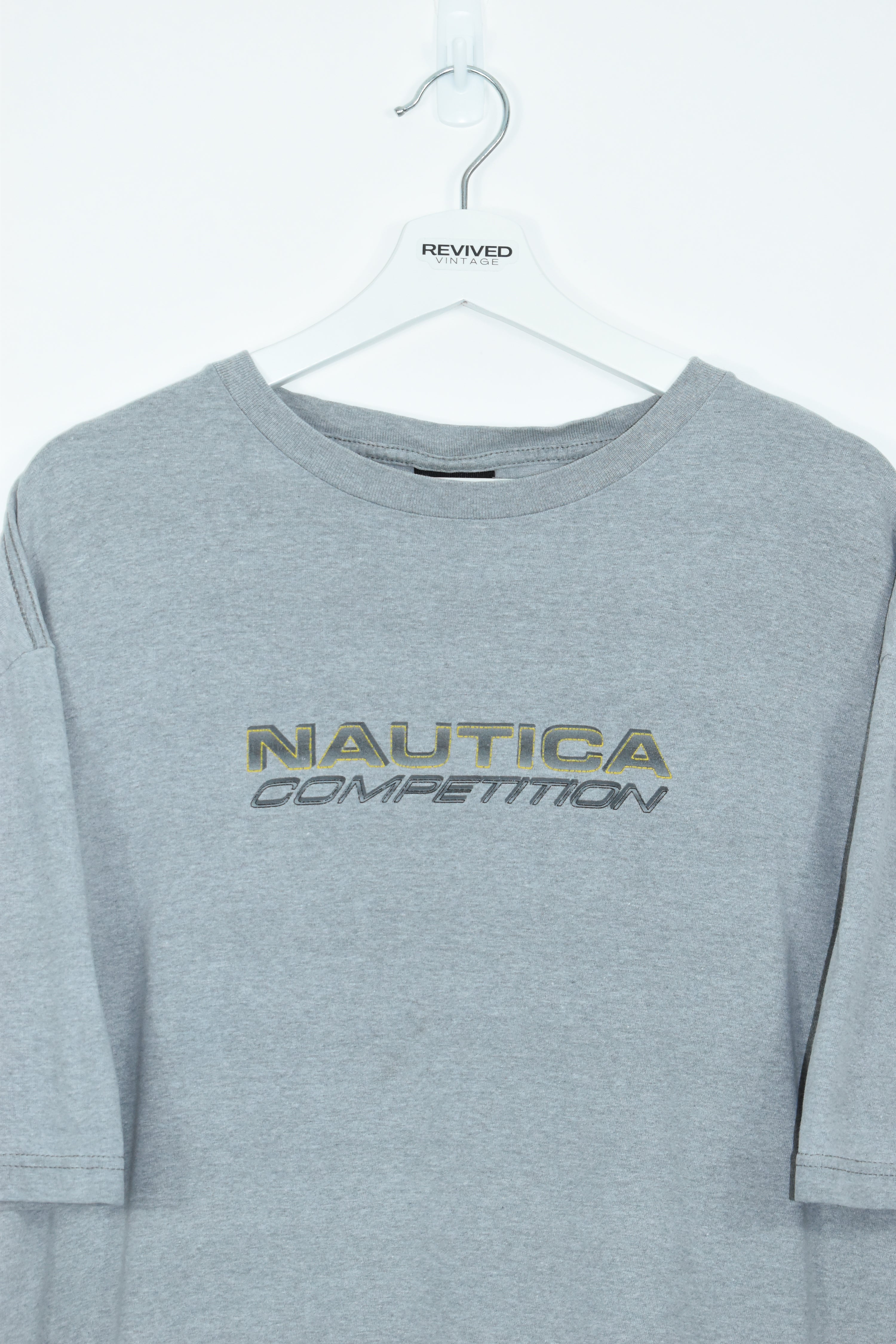 Vintage Nautica Competition Spellout T Shirt Grey Xlarge