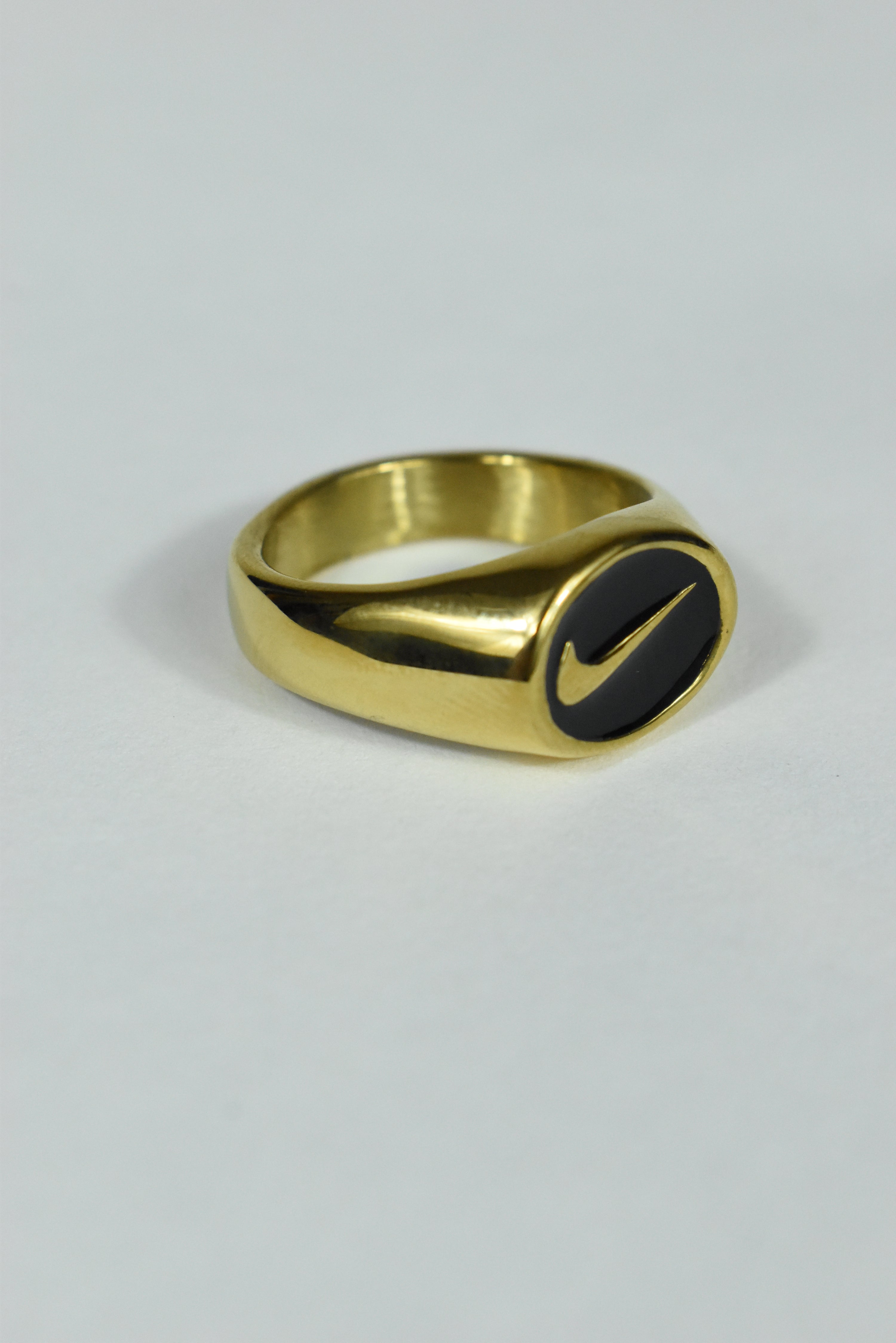 New Nike Swoosh Bold Ring Gold