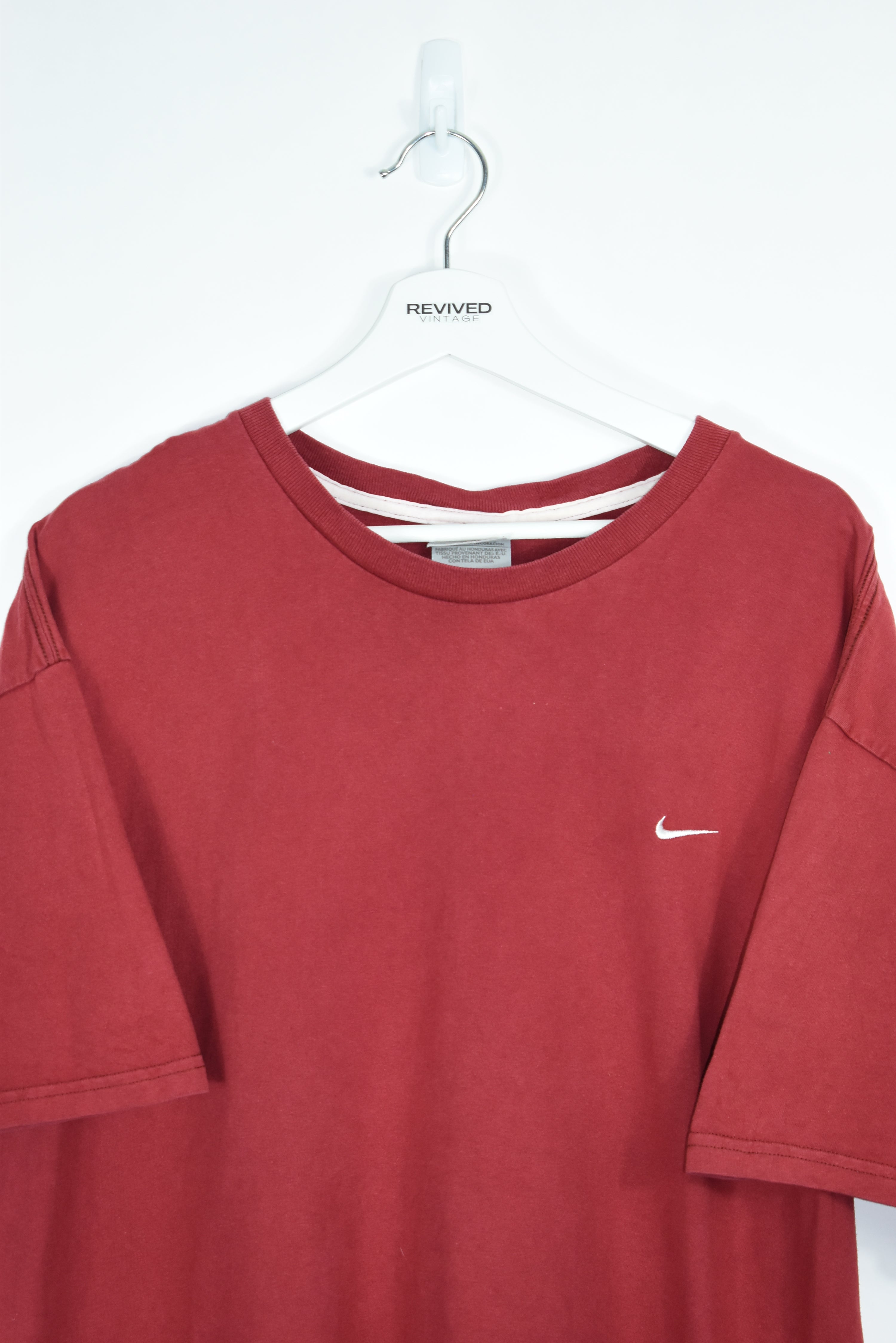 Vintage Nike Red Embroidery Small Swoosh T Shirt XXL