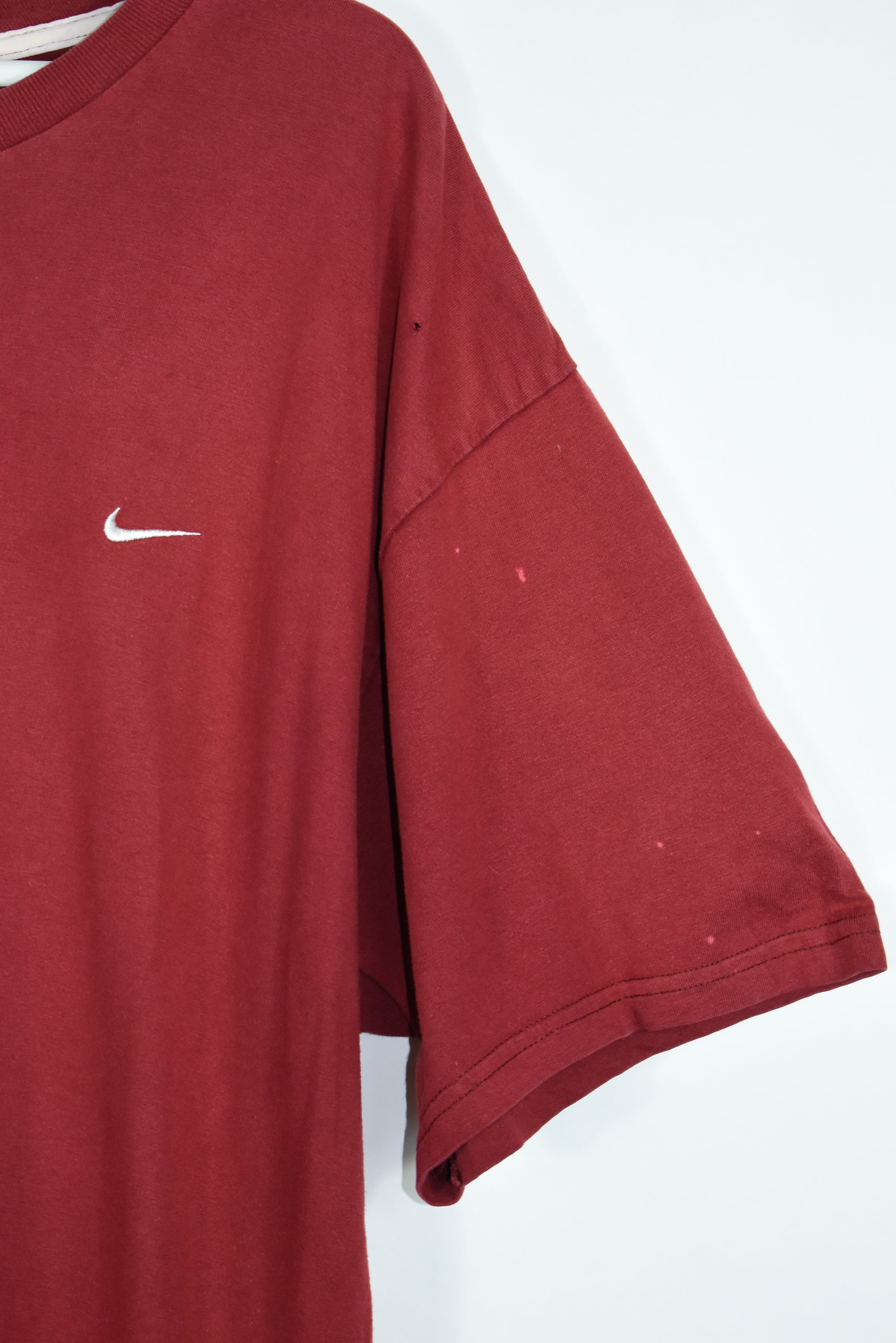 Vintage Nike Red Embroidery Small Swoosh T Shirt XXL