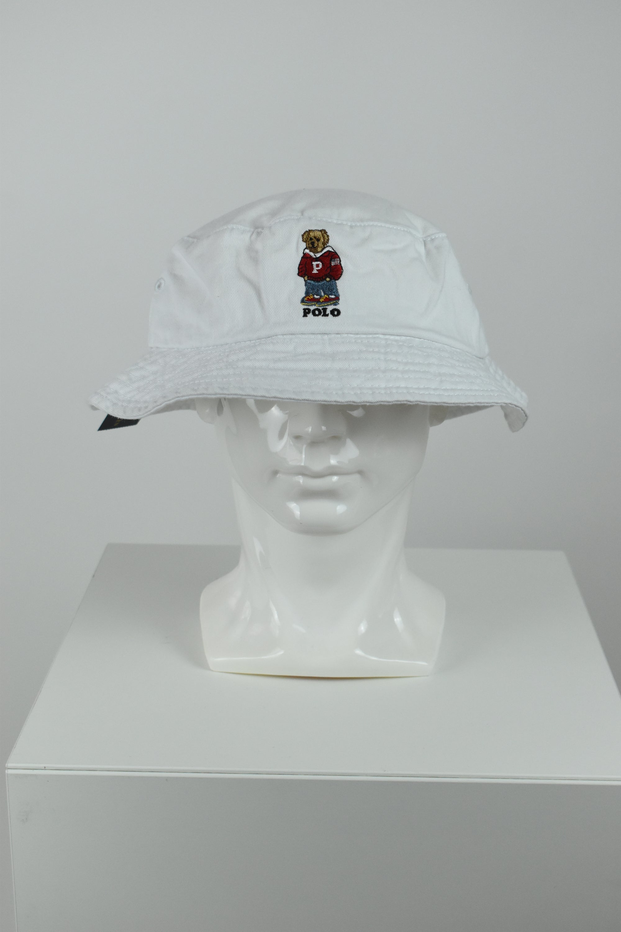 New Ralph Lauren Polo Bear Bucket Hat White OS