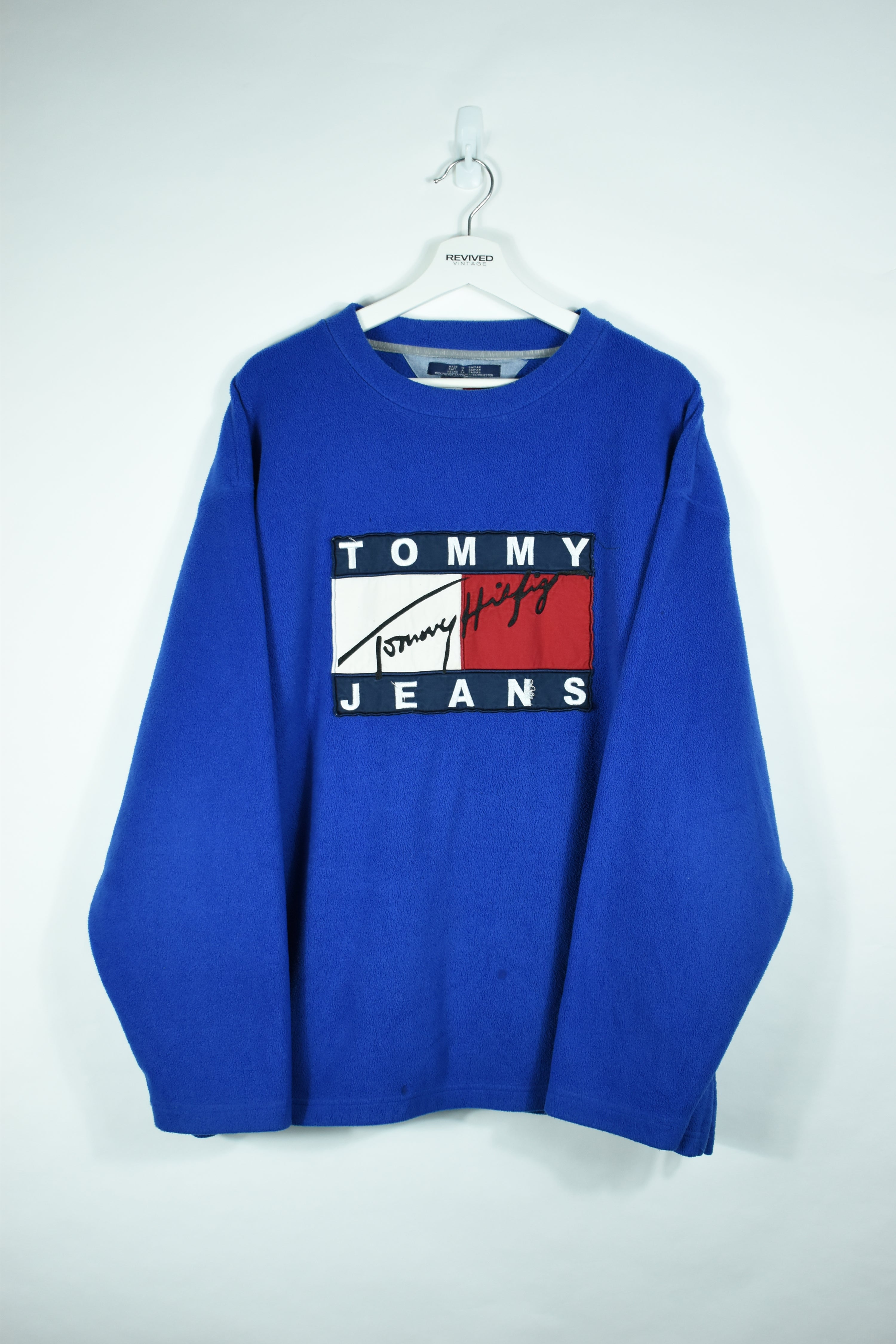 Vintage Tommy Hilfiger Embroidery Flag Fleece Sweatshirt XLARGE