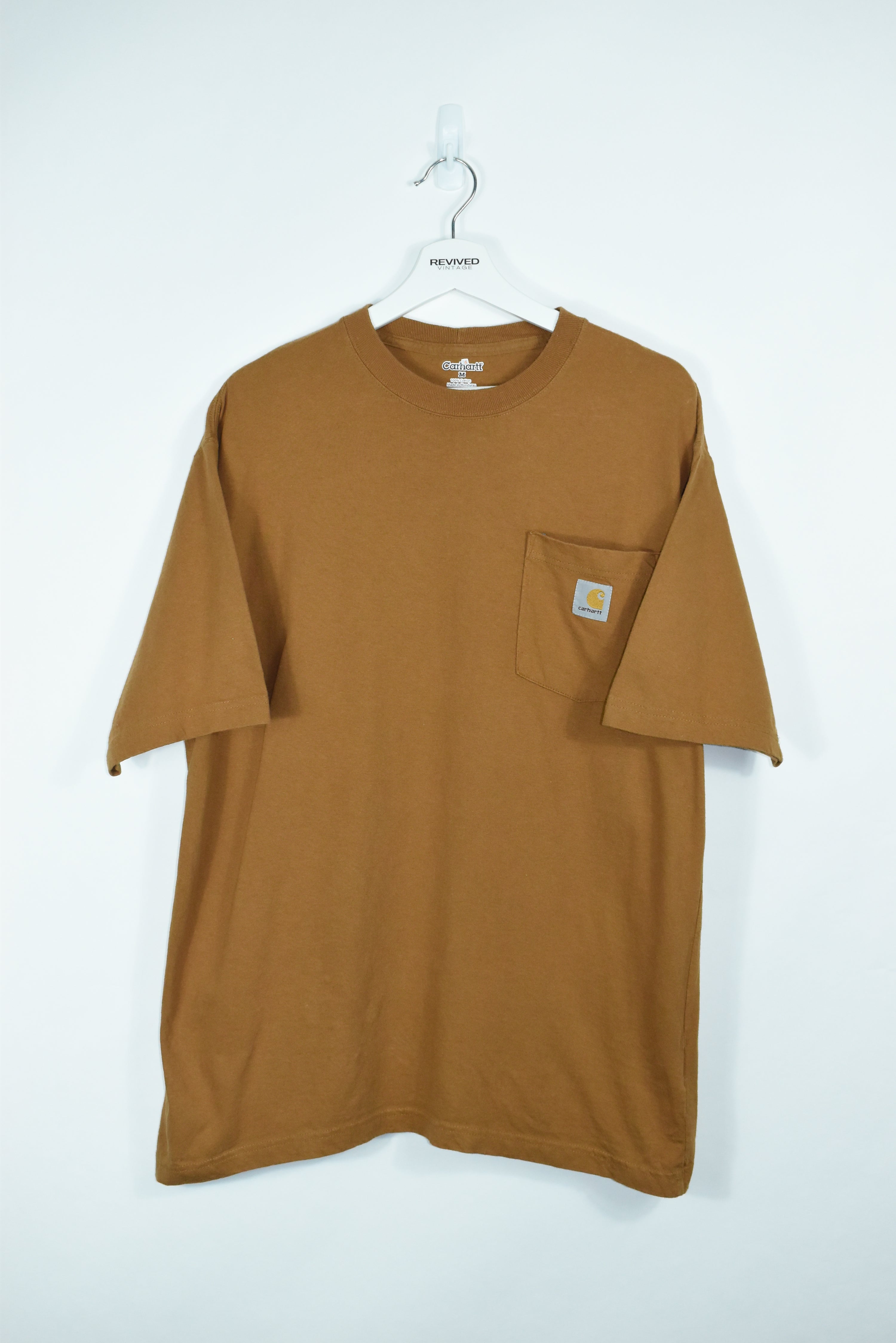 Vintage Carhartt Brown Embroidery T Shirt Medium