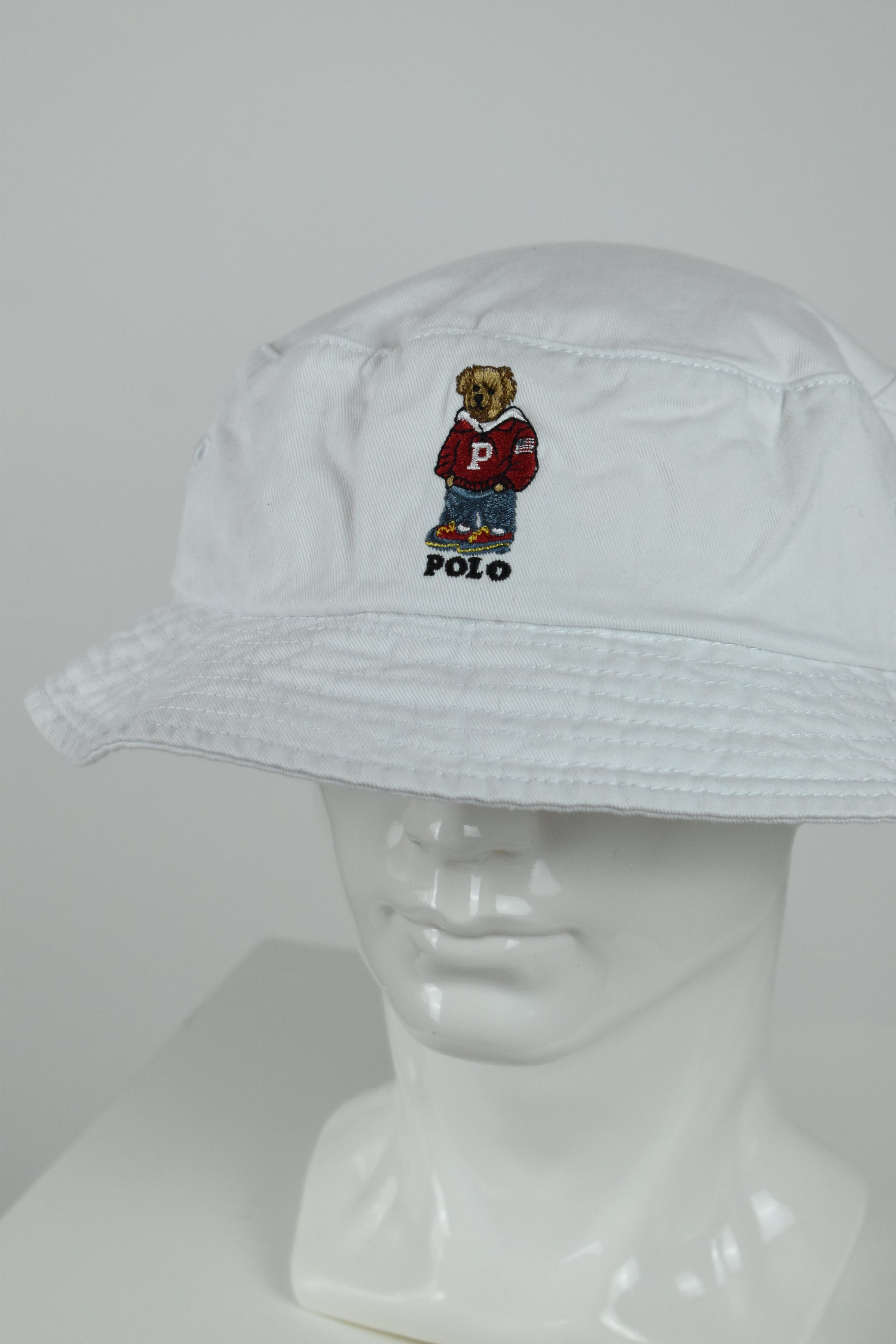 New Ralph Lauren Polo Bear Bucket Hat White OS