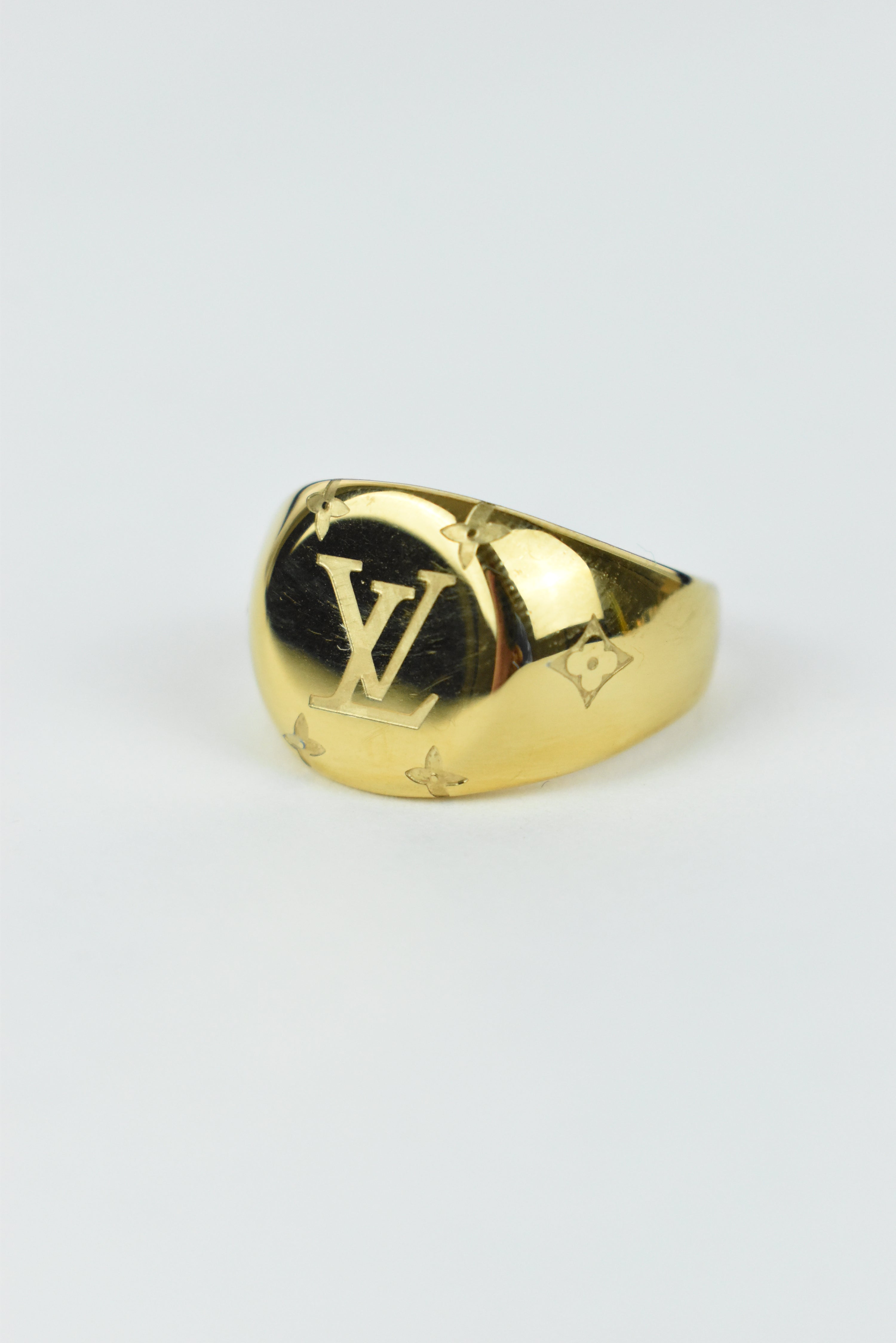 New Louis Vitton Engraved Ring Bootleg Silver/Gold