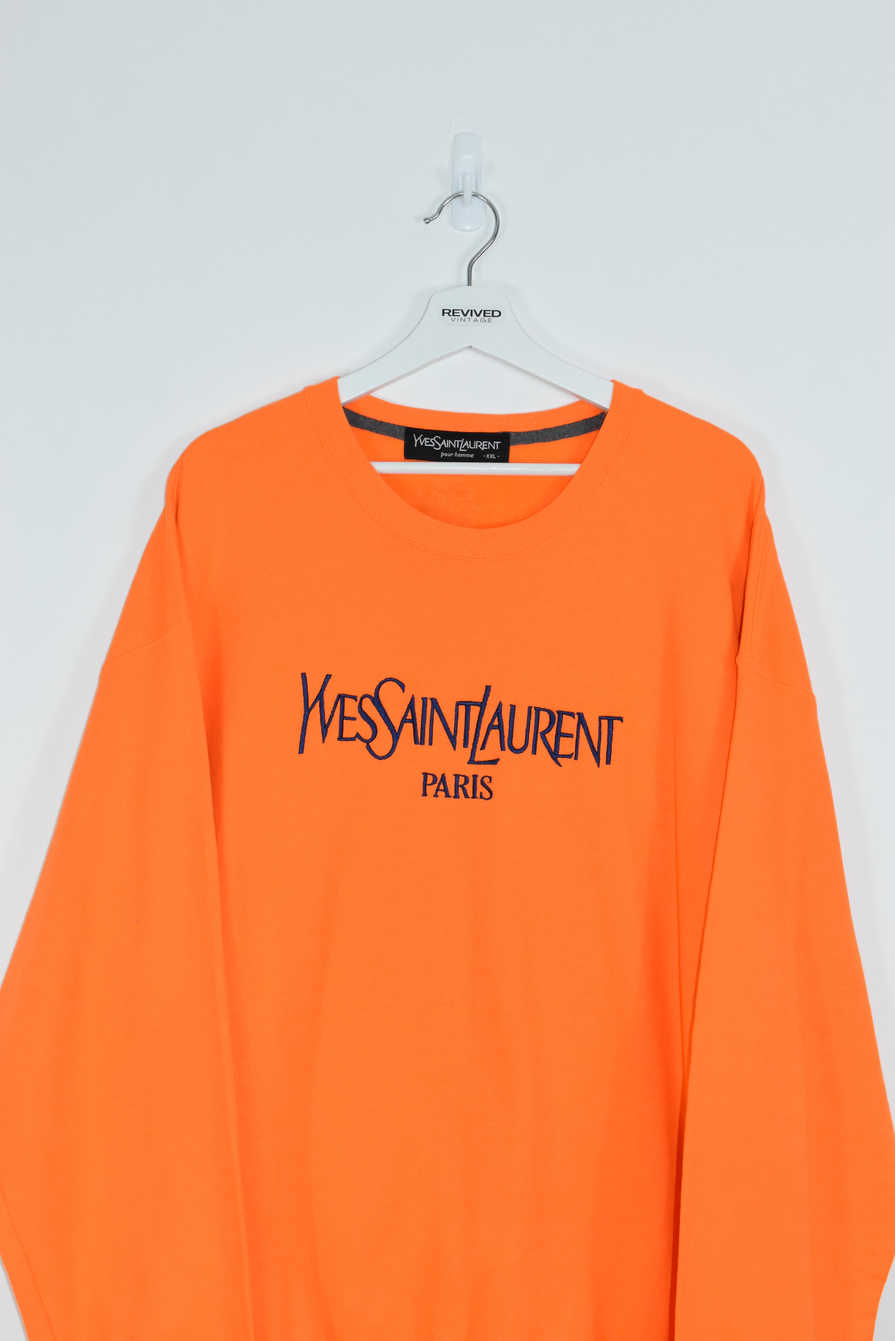 Vintage YSL Fluro Orange Bootleg Embroidery Sweatshirt XXL
