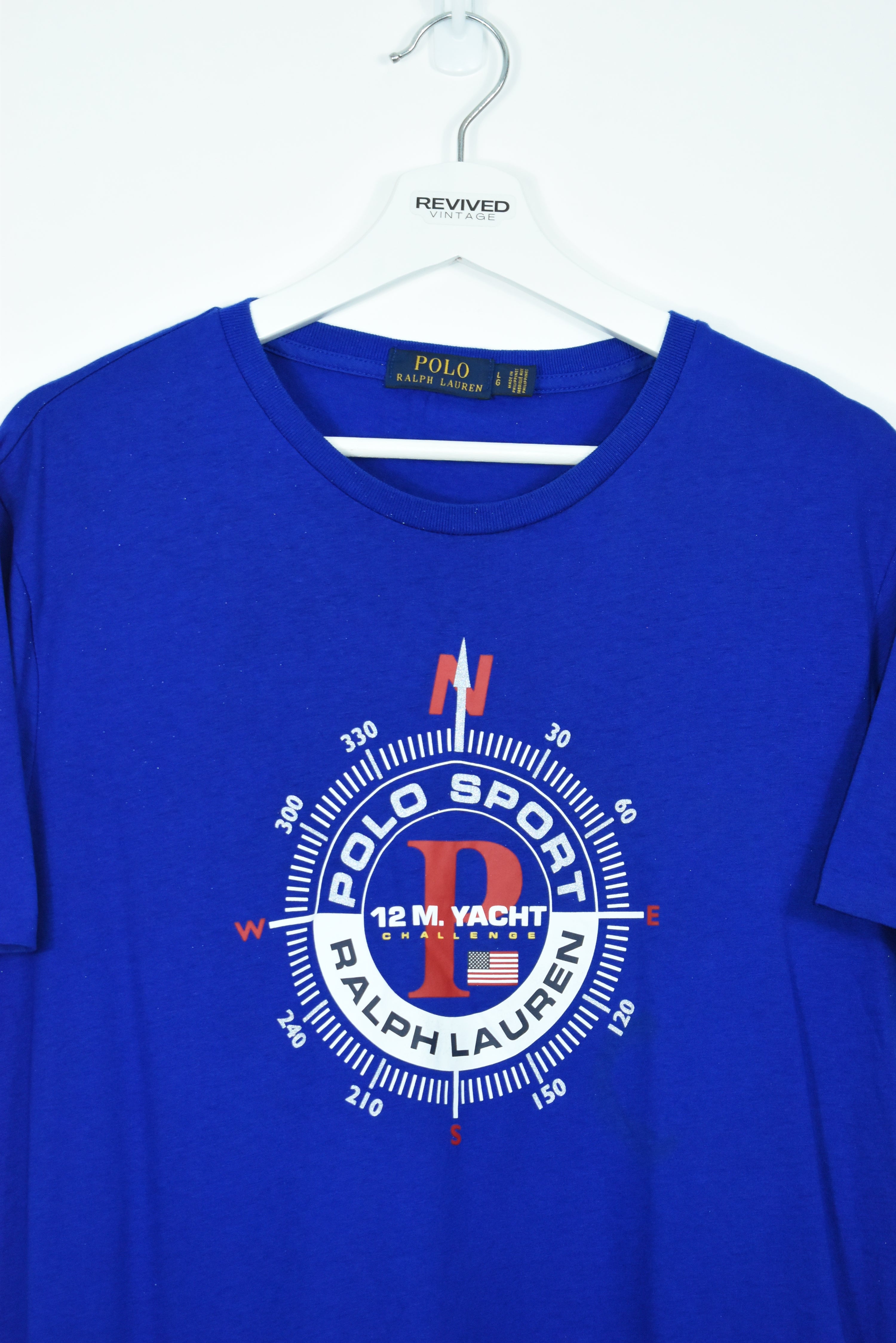 VINTAGE POLO SPORT PRINT T SHIRT MEDIUM