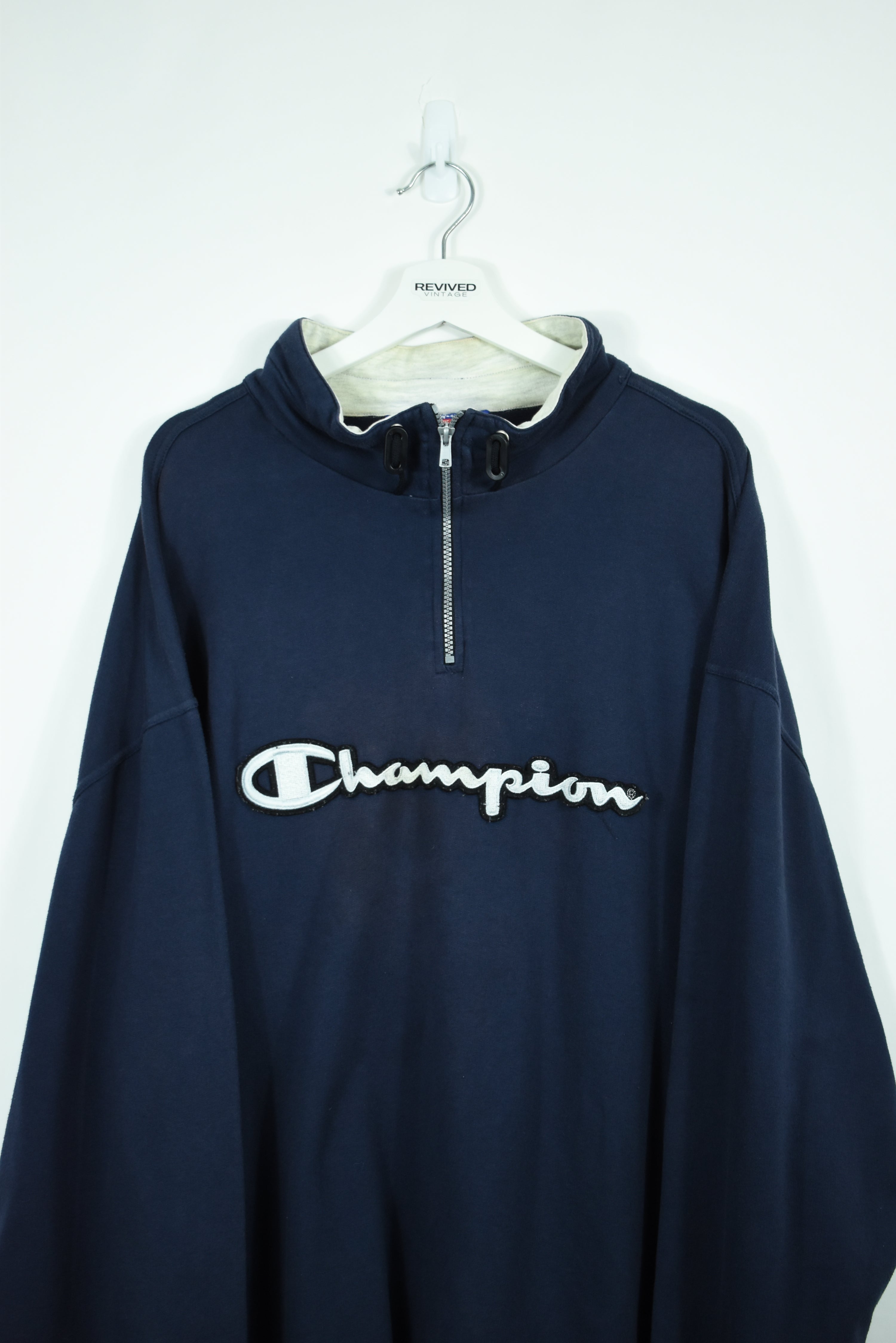 Vintage Champion Embroidery Spellout 1/4 Zip Sweatshirt XXL