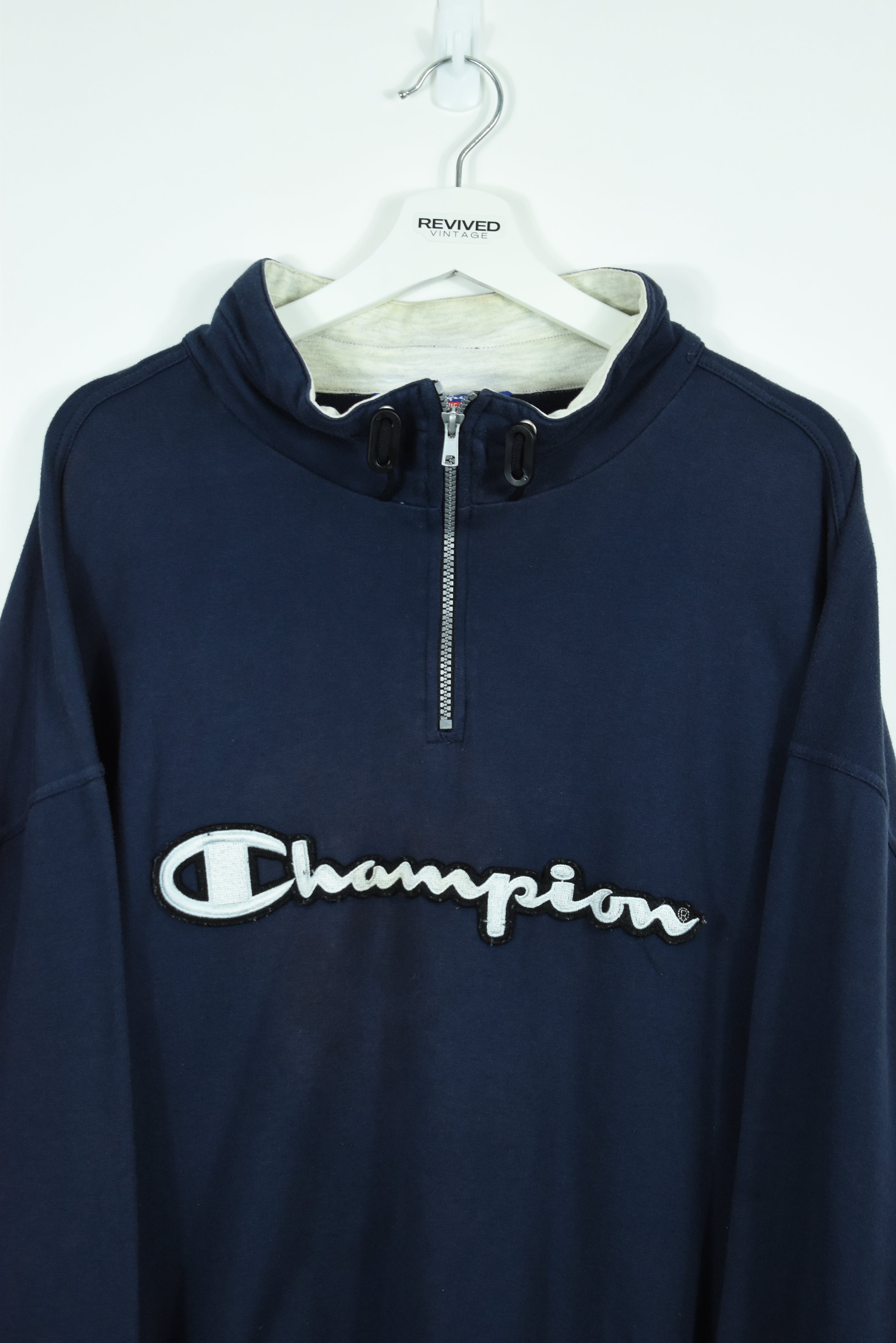 Vintage Champion Embroidery Spellout 1 4 Zip Sweatshirt XXL