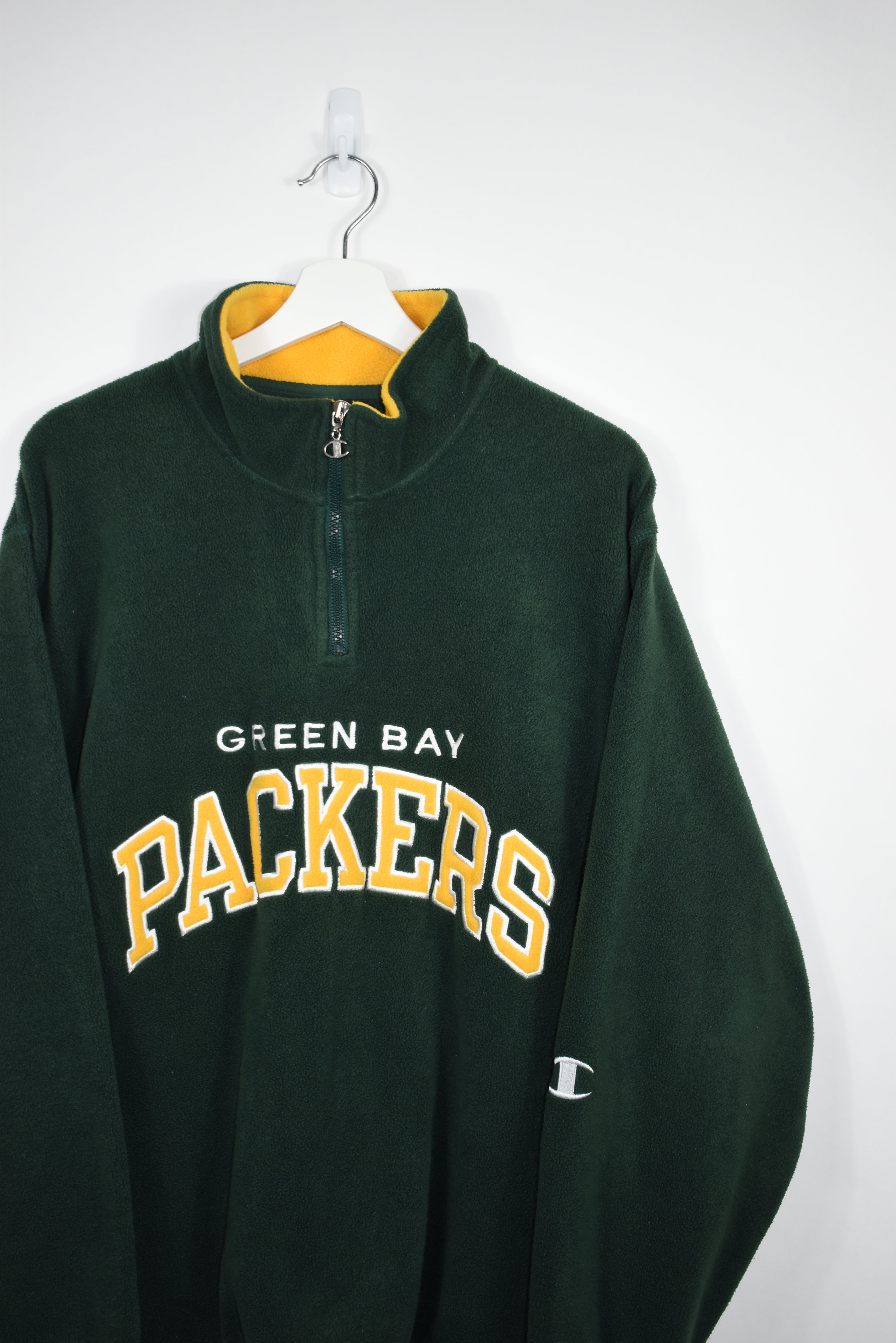 Vintage Champion Green Bay Packers Spellout Embroidered Fleece Large (Baggy)