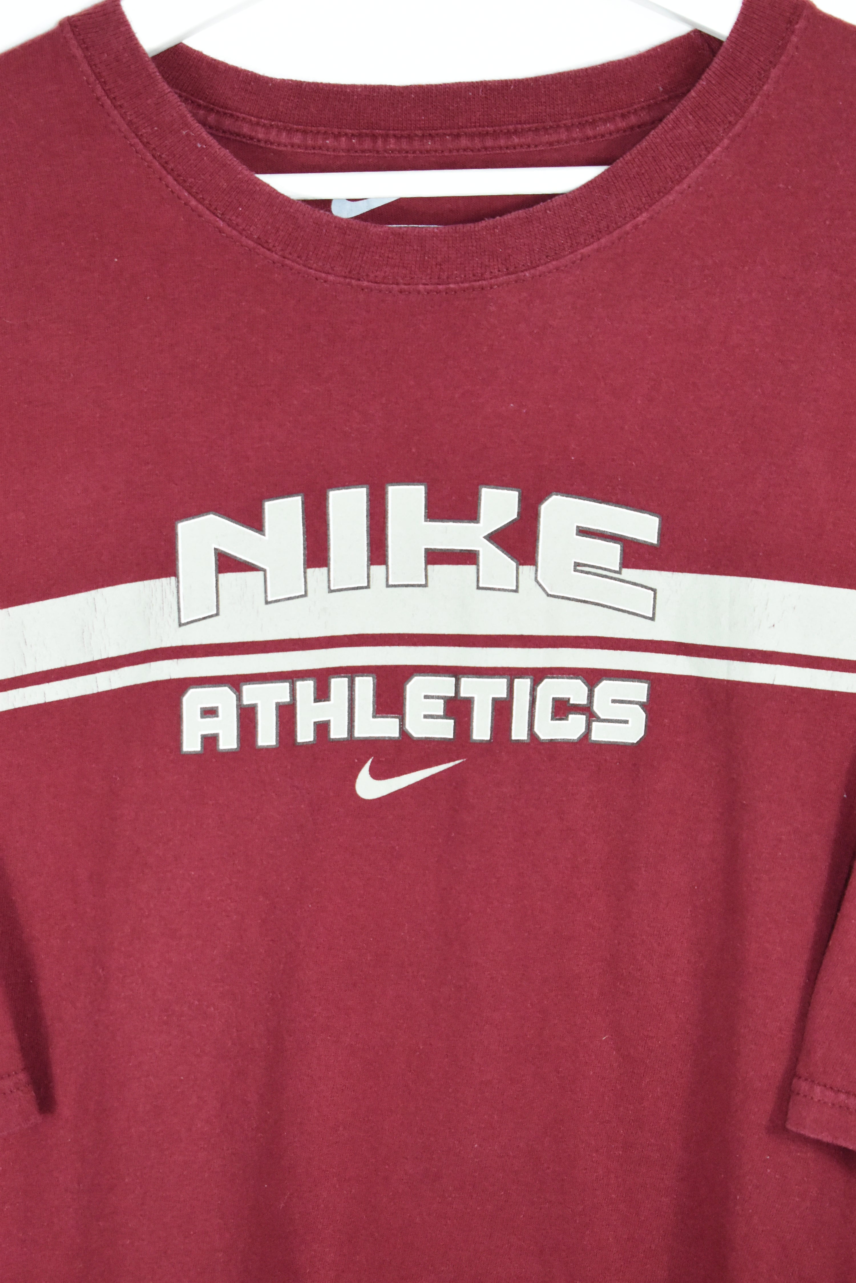 Vintage Nike Athletics Burgandy T Shirt XXL