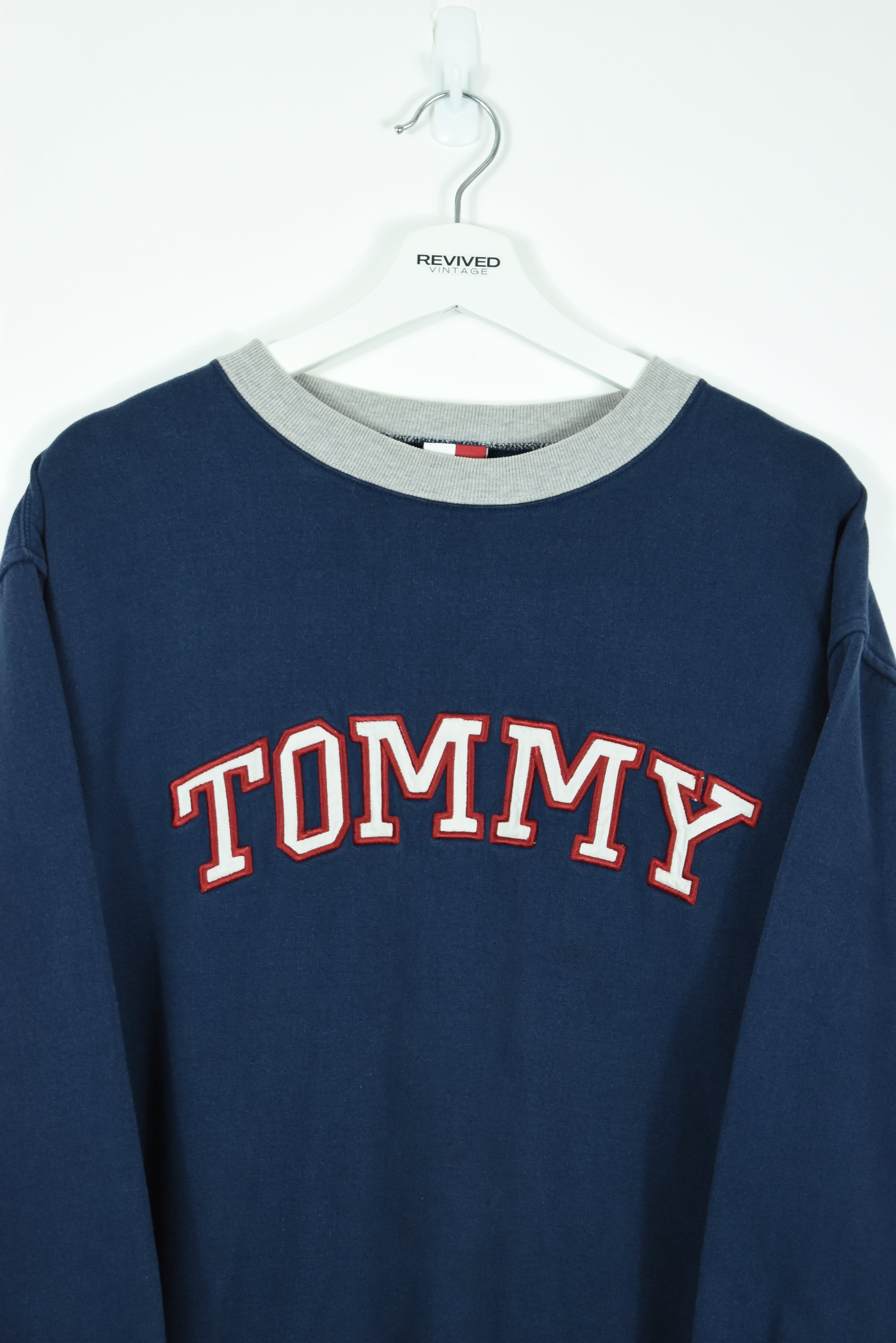 VINTAGE TOMMY HILFIGER EMBROIDERY DOUBLE SIDED SWEATSHIRT LARGE