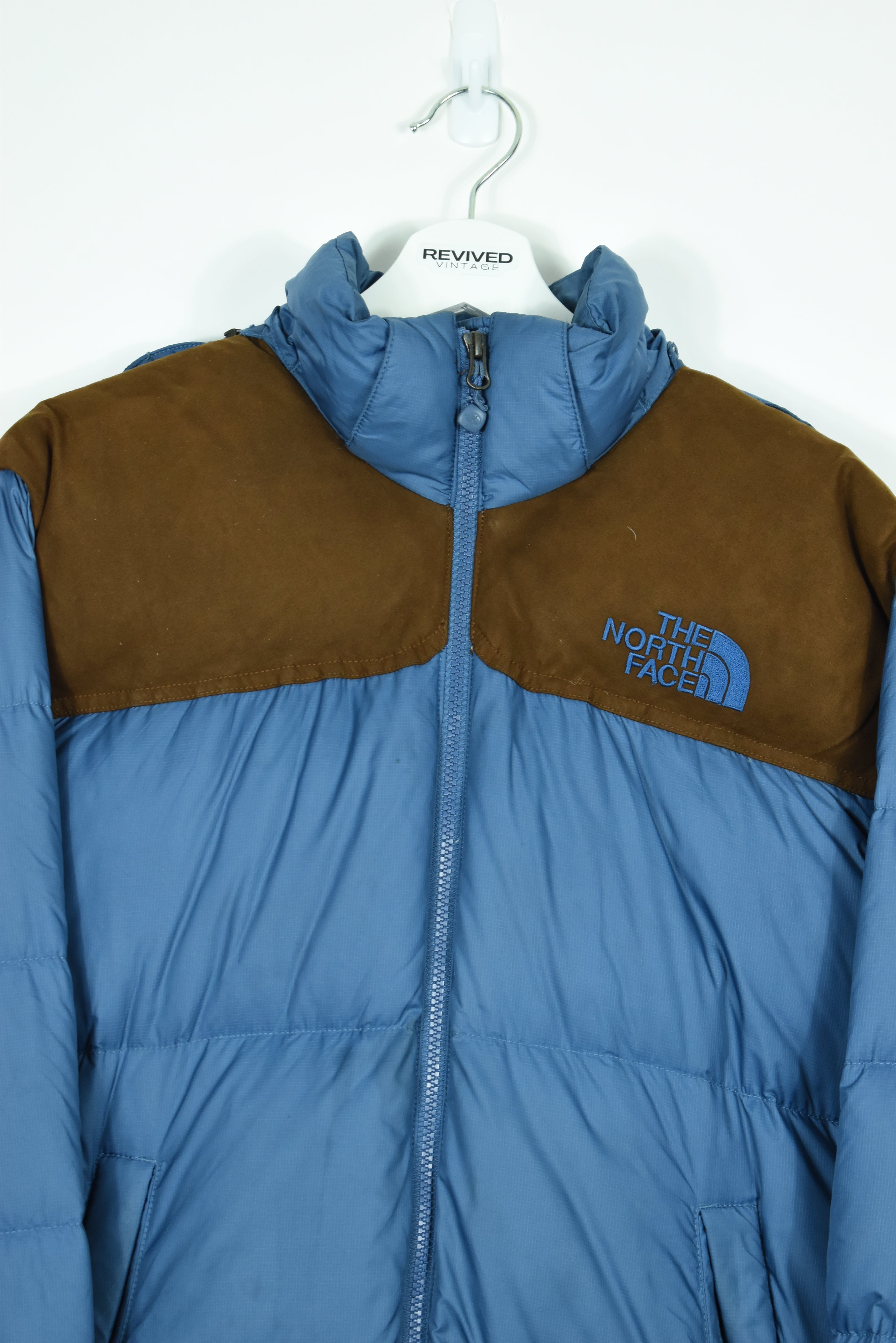 VINTAGE NORTH FACE NUPTSE 700 PUFFER BLUE BROWN SMALL