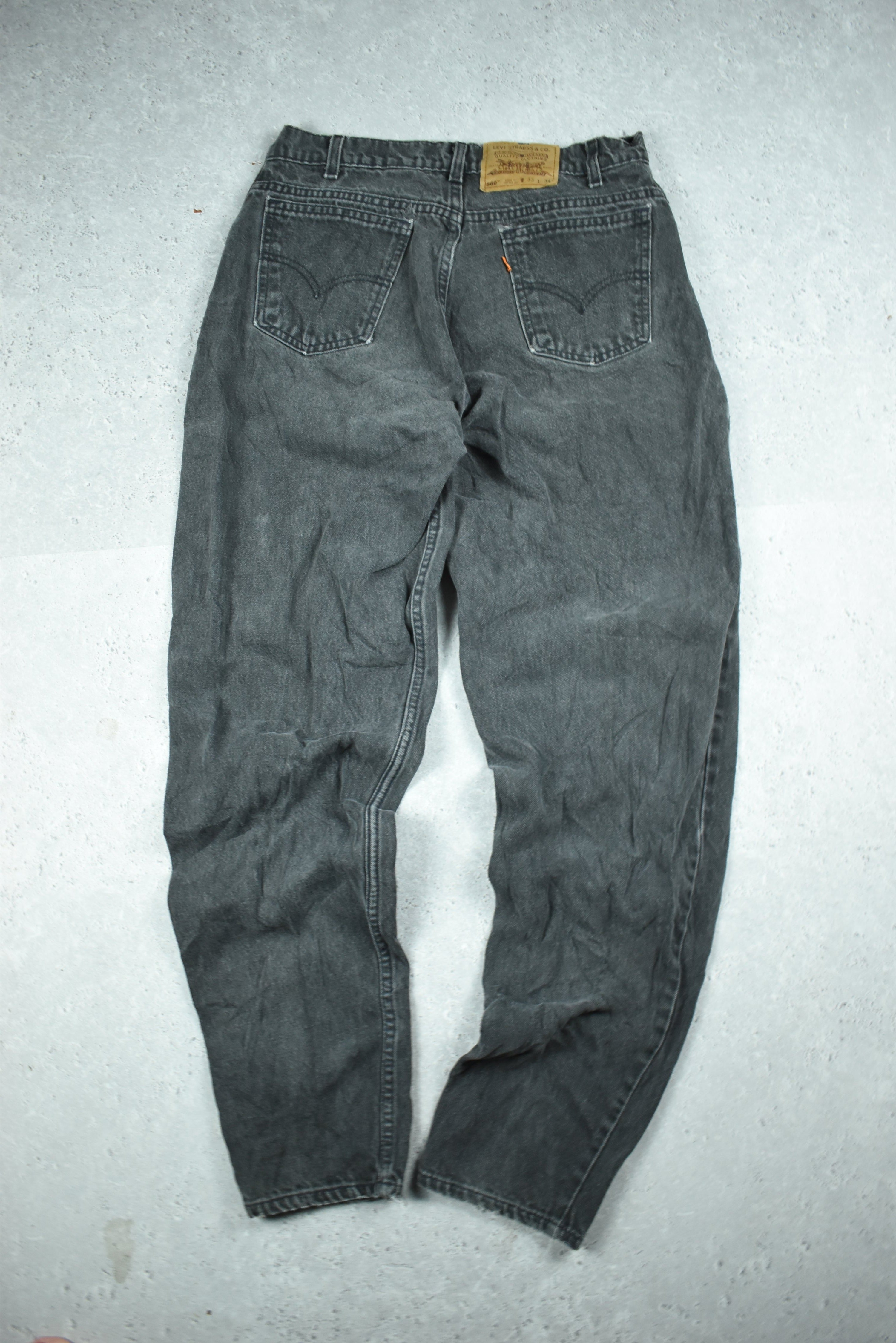 Vintage Levis 560 Denim Jeans Dark Grey 33x34