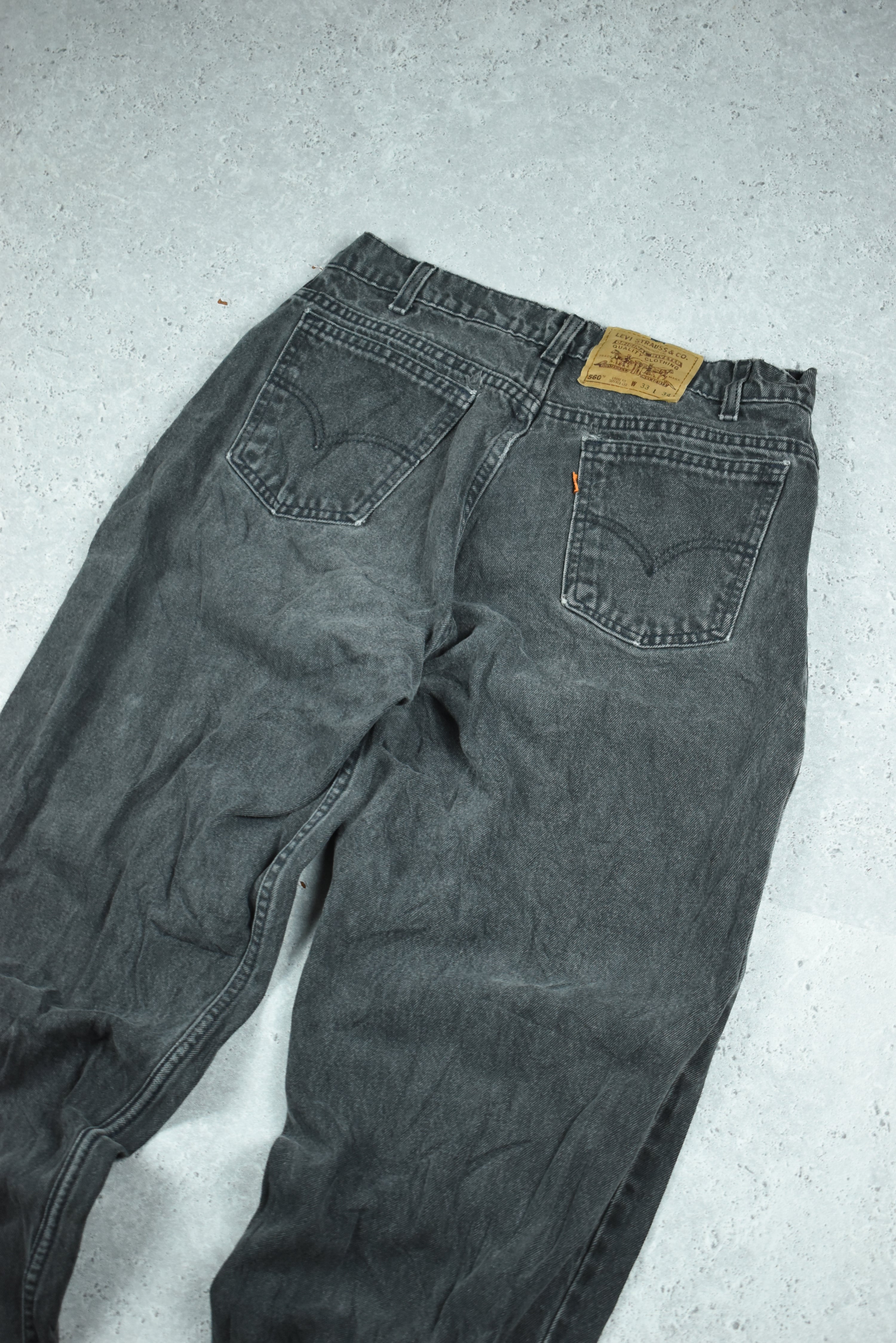 Vintage Levis 560 Denim Jeans Dark Grey 33x34