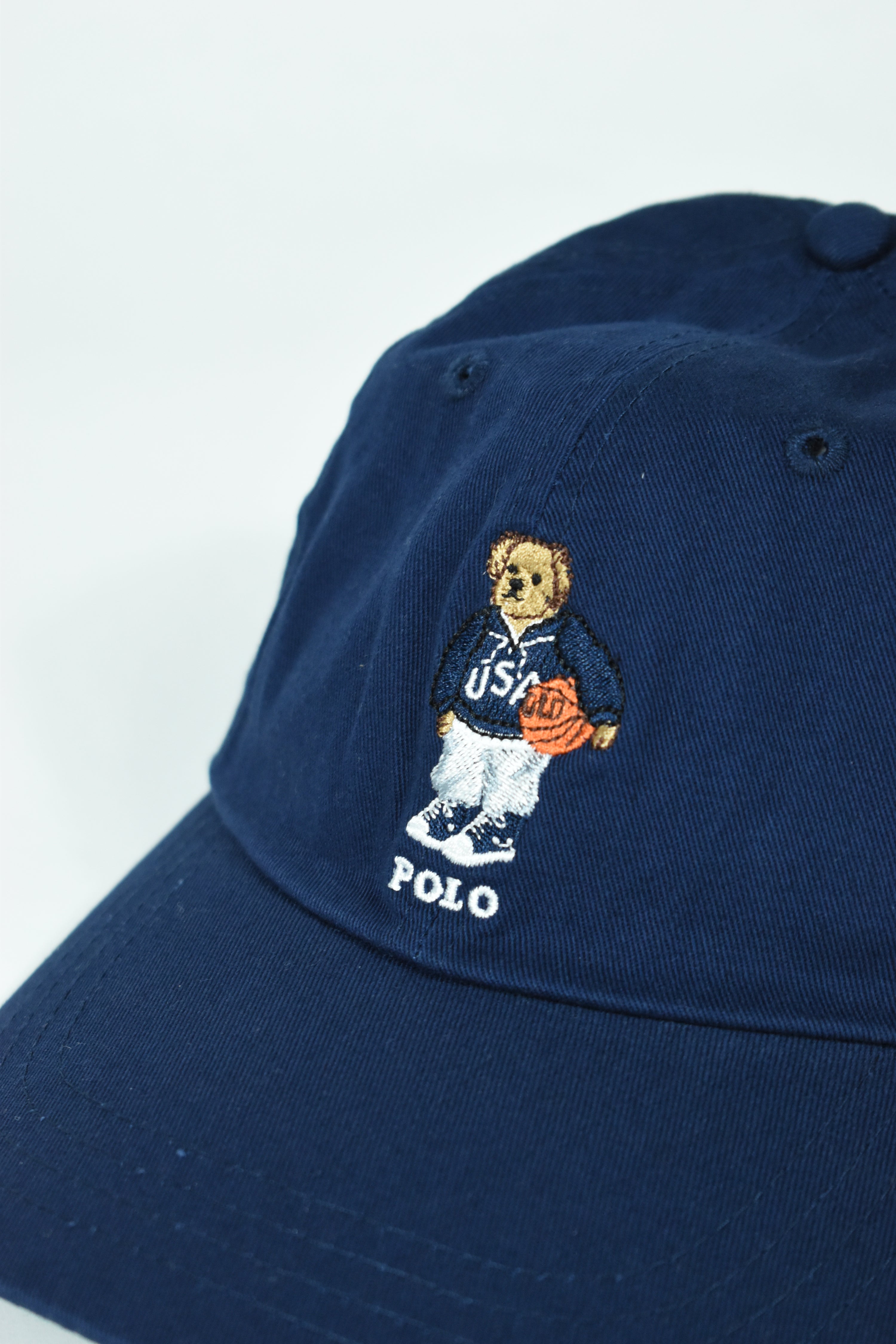 New Navy RL Polo Bear Basketball Embroidery Cap