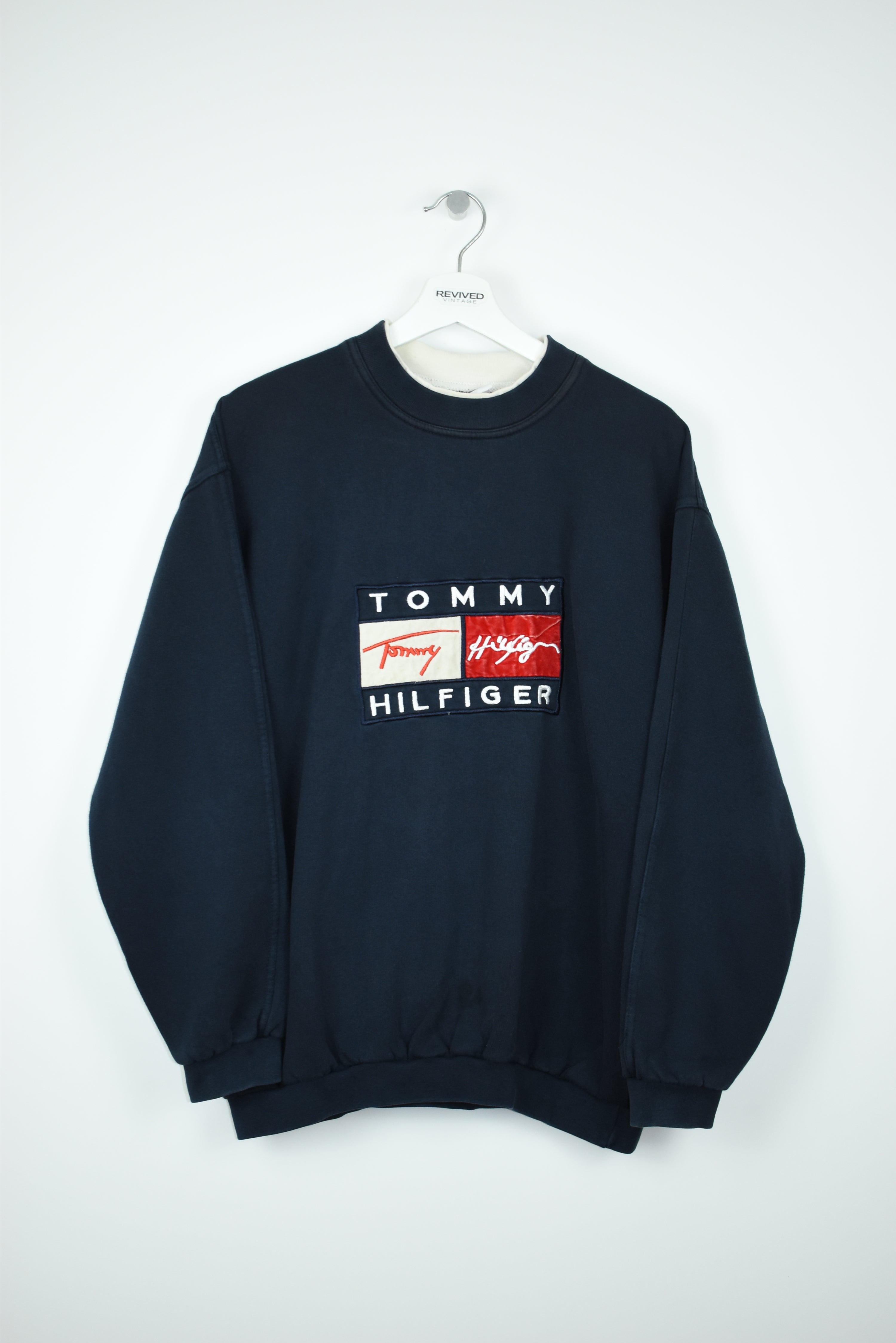 VINTAGE TOMMY HILFIGER EMBROIDERY FLAG SWEATSHIRT XLARGE