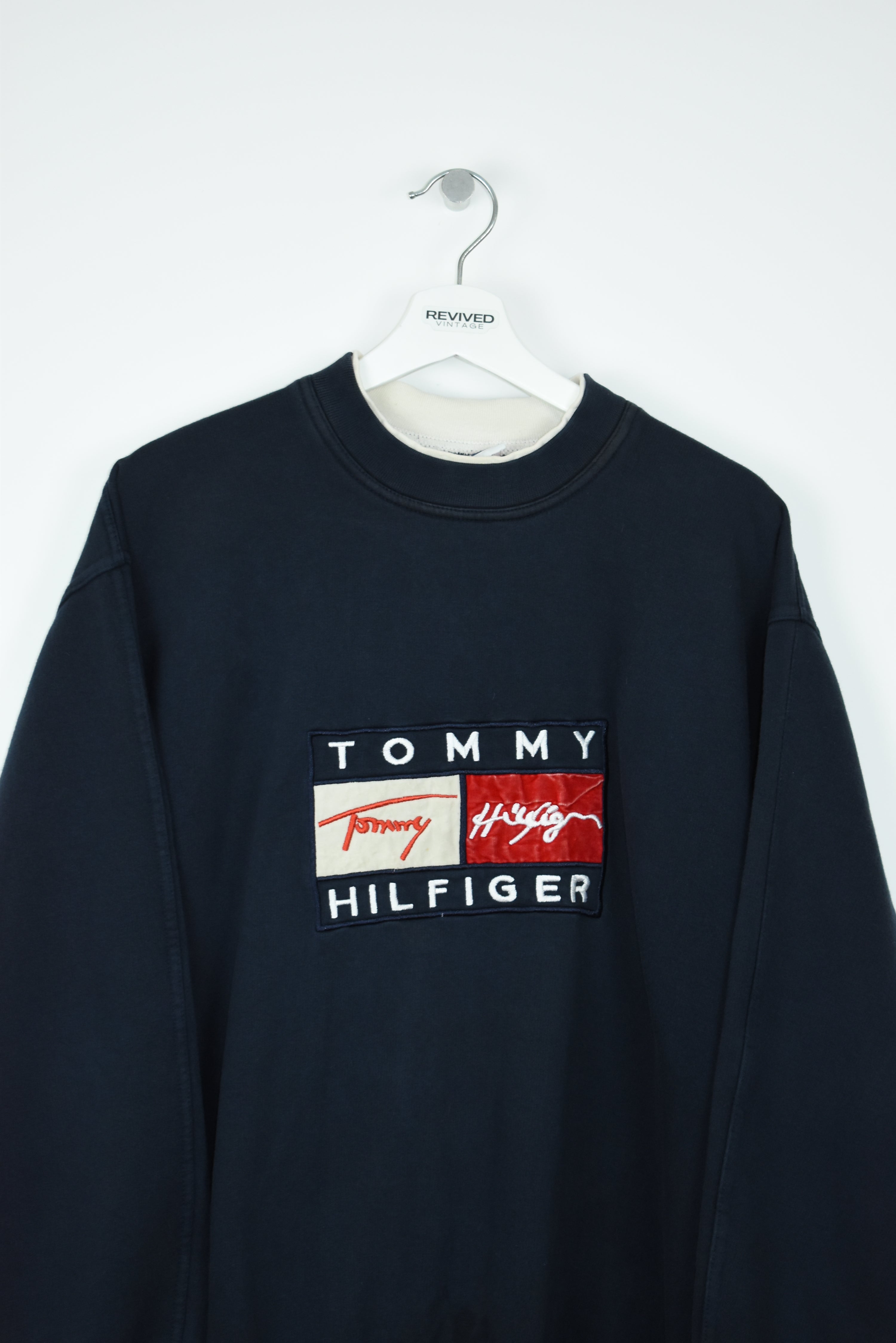 VINTAGE TOMMY HILFIGER EMBROIDERY FLAG SWEATSHIRT XLARGE