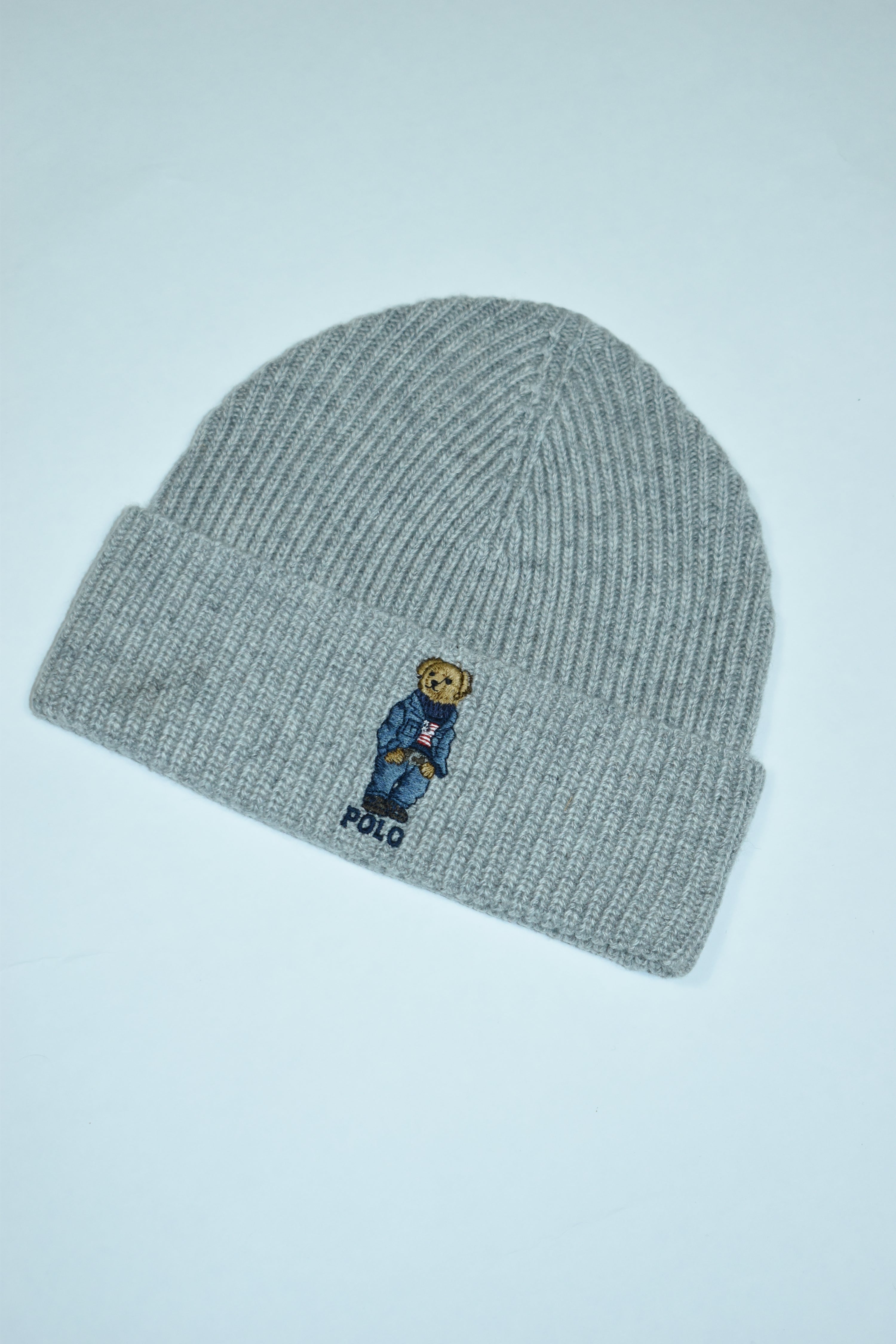 New Polo Bear Ralph Lauren Light Grey Beanie OS