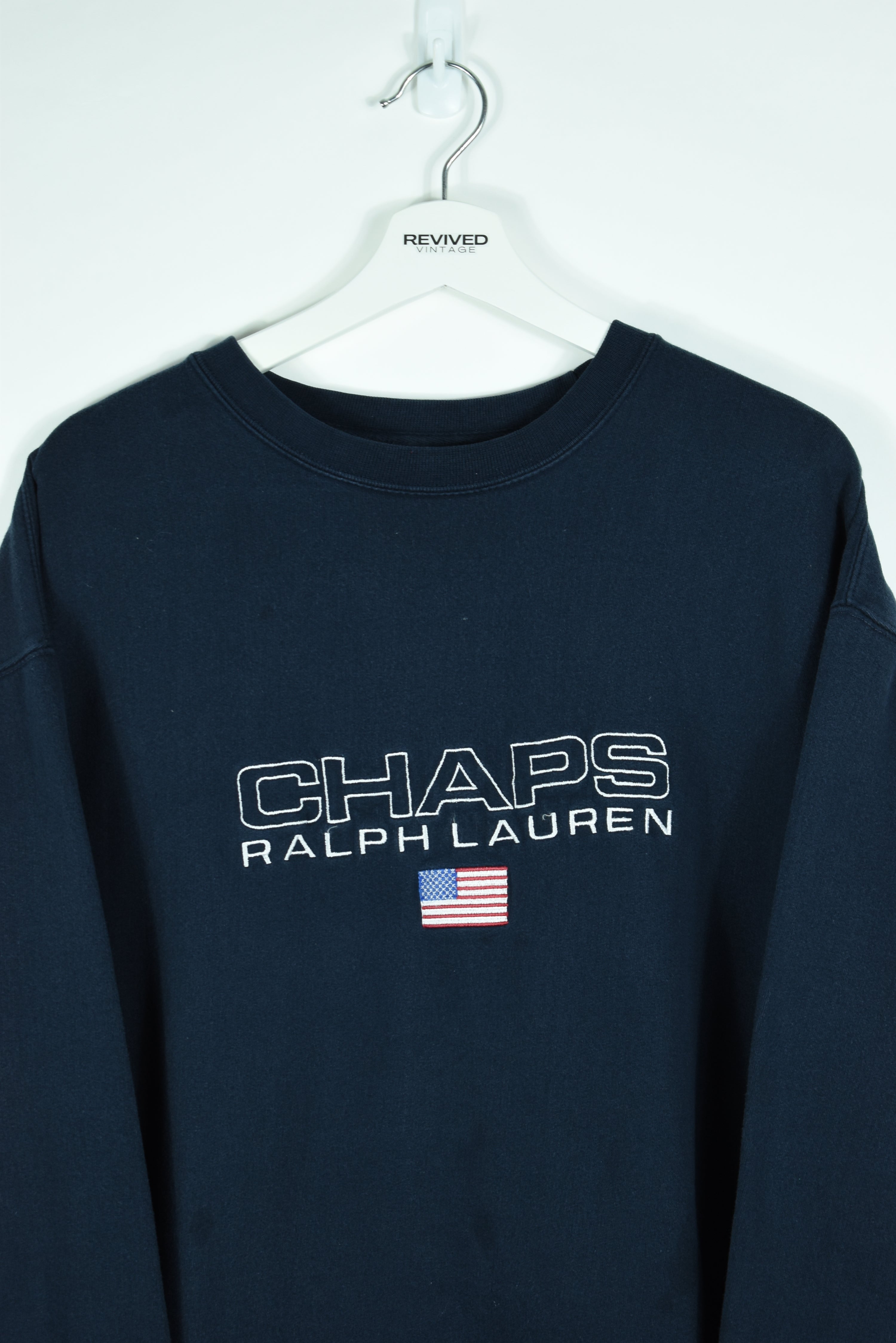 Vintage Chaps Ralph Lauren Navy Embroidery Sweatshirt Xlarge
