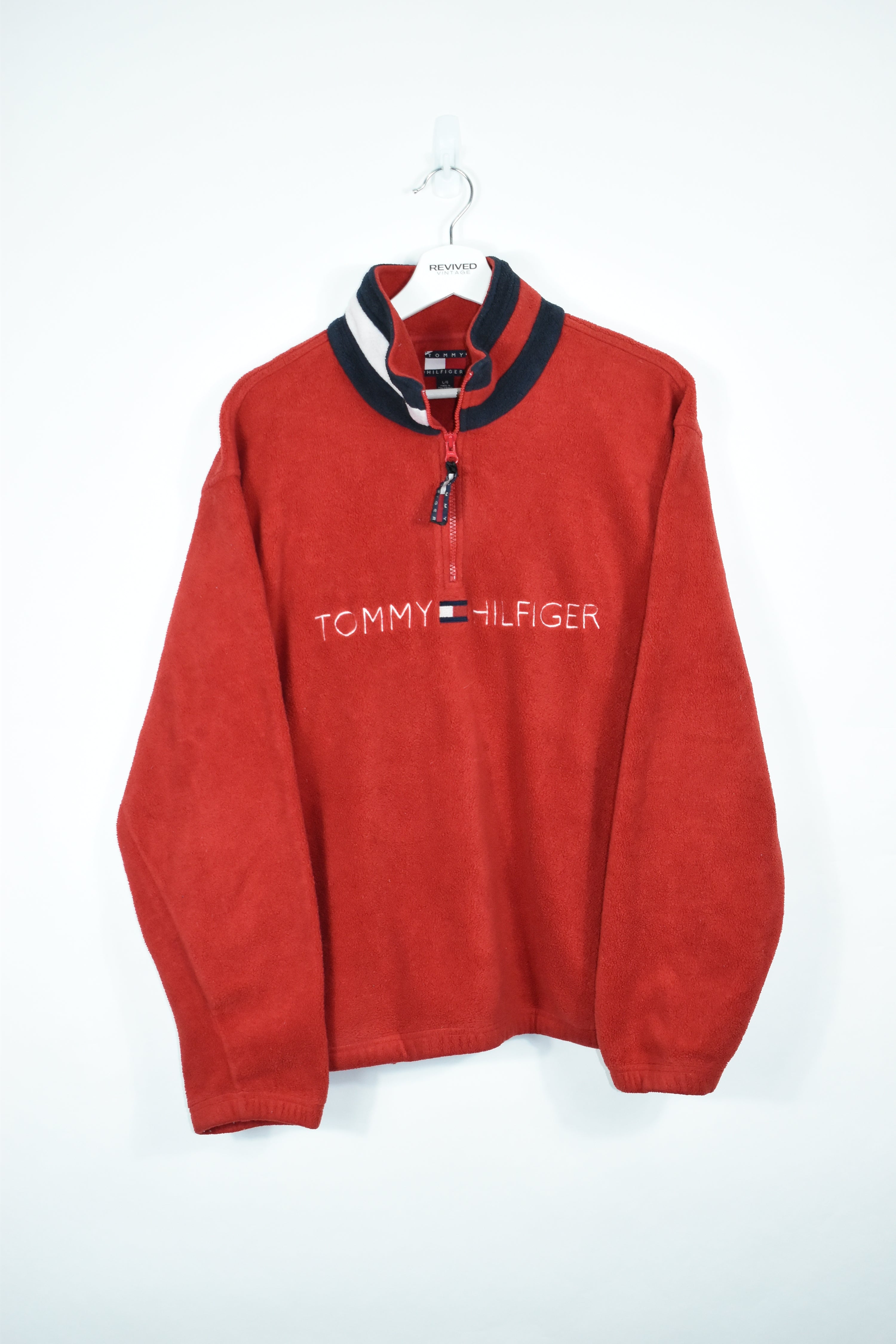 Vintage RARE Tommy Hilfiger Embroidery Fleece LARGE