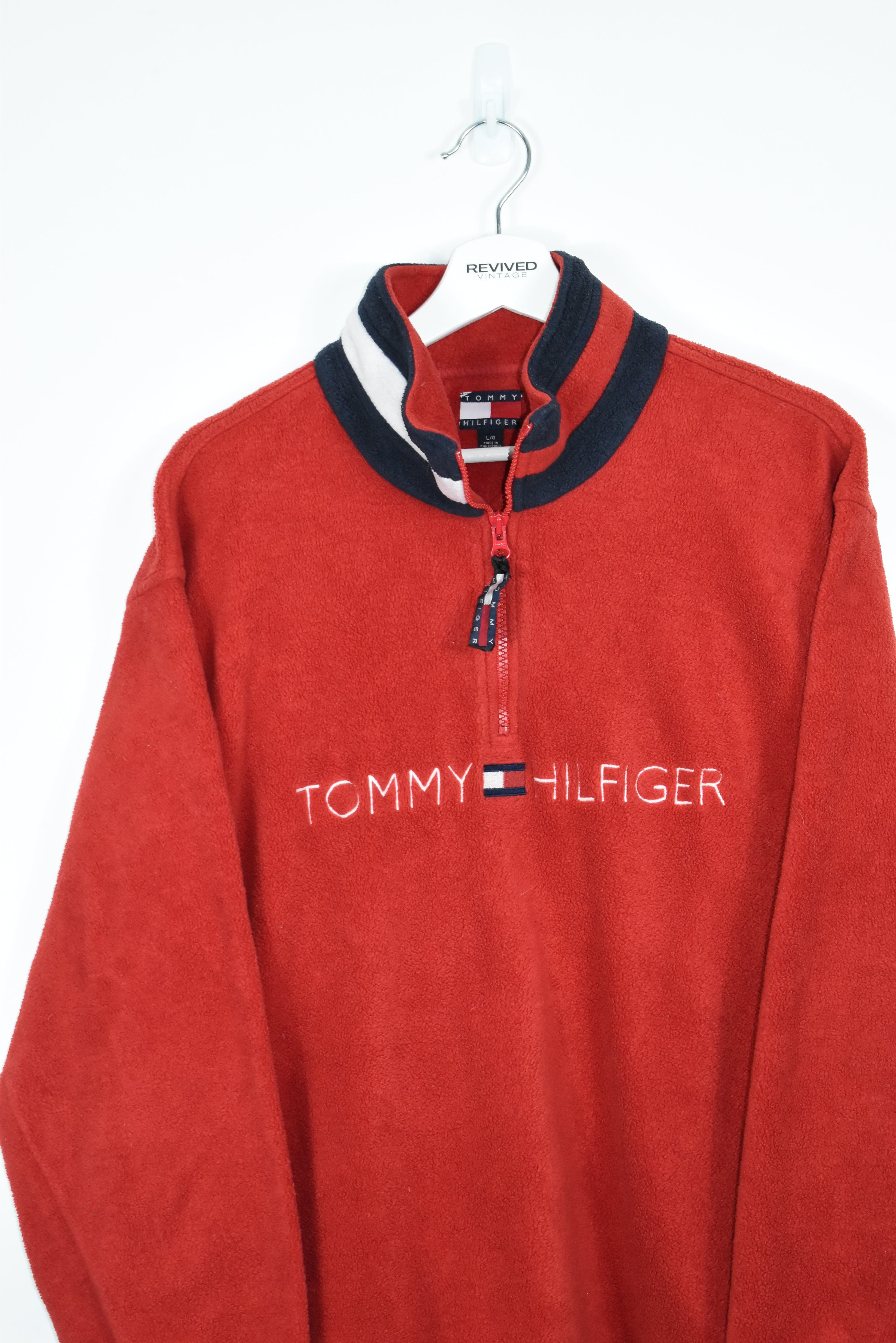 Vintage RARE Tommy Hilfiger Embroidery Fleece LARGE