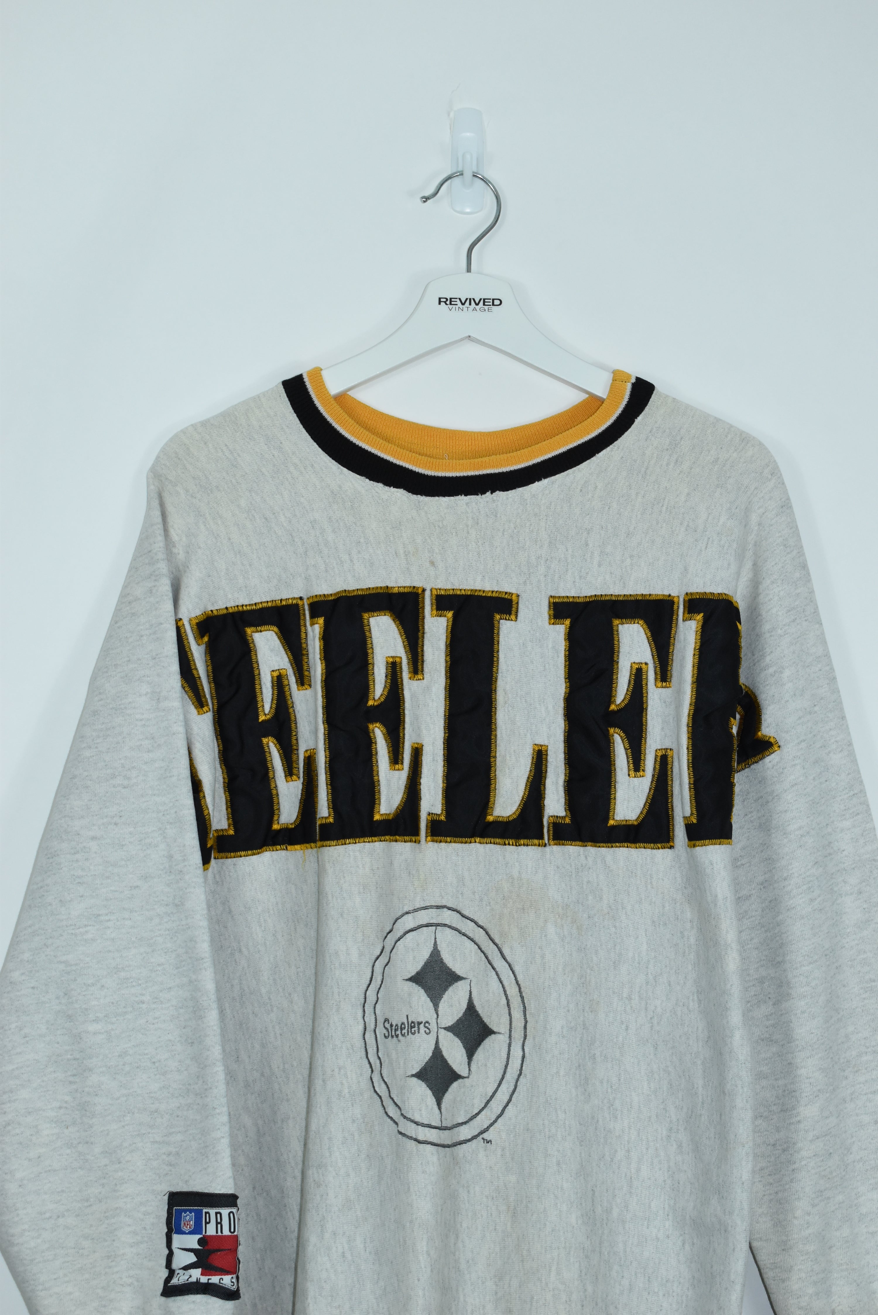 VINTAGE STEELERS EMBROIDERY SPELLOUT SWEATSHIRT MEDIUM