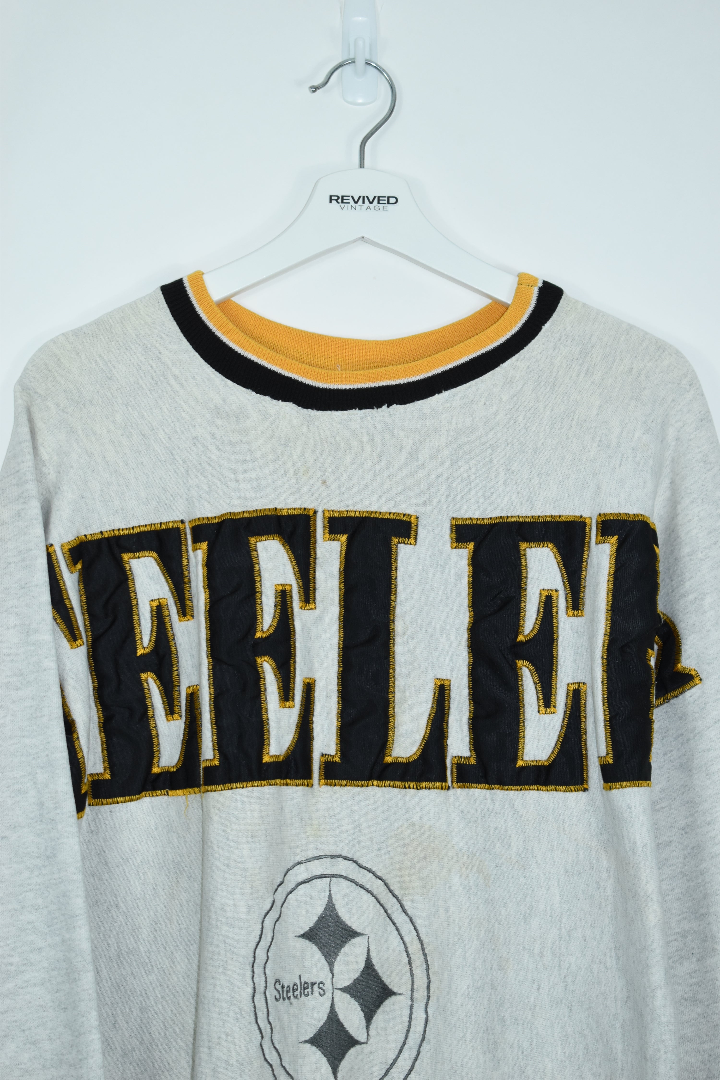 VINTAGE STEELERS EMBROIDERY SPELLOUT SWEATSHIRT MEDIUM