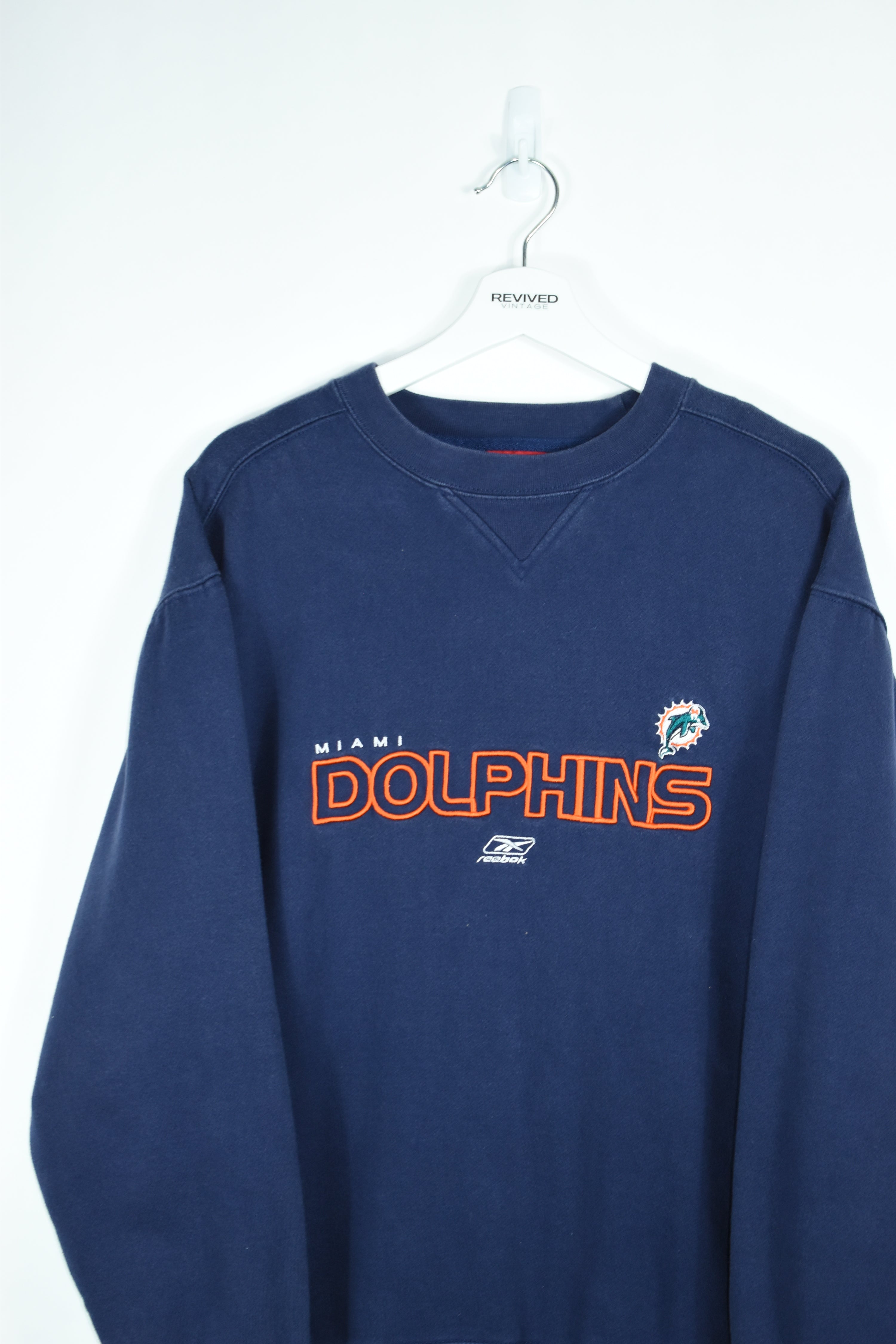 Vintage Reebok Miami Dolphins Embroidery Sweatshirt LARGE (Baggy)