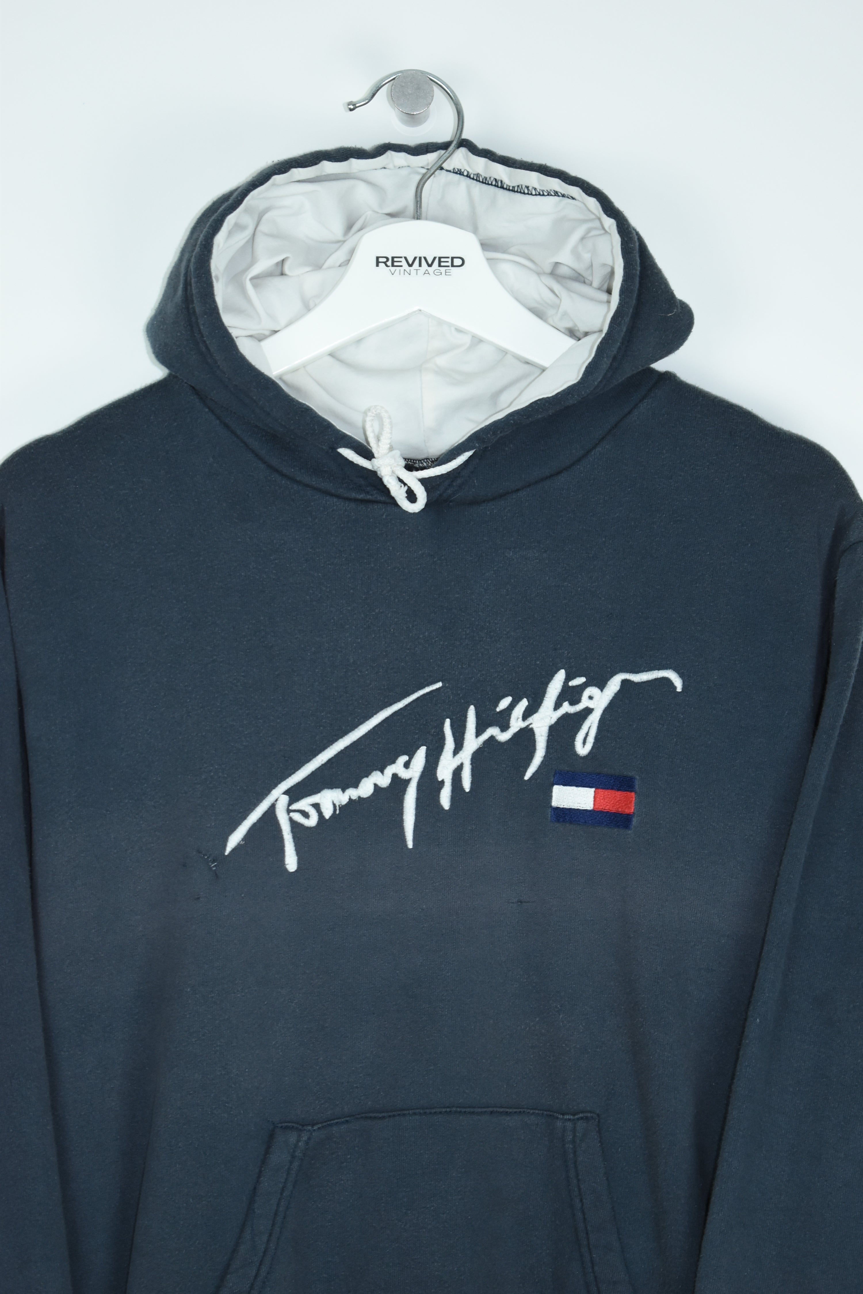 VINTAGE TOMMY HILFIGER EMBROIDERY HOODIE SMALL