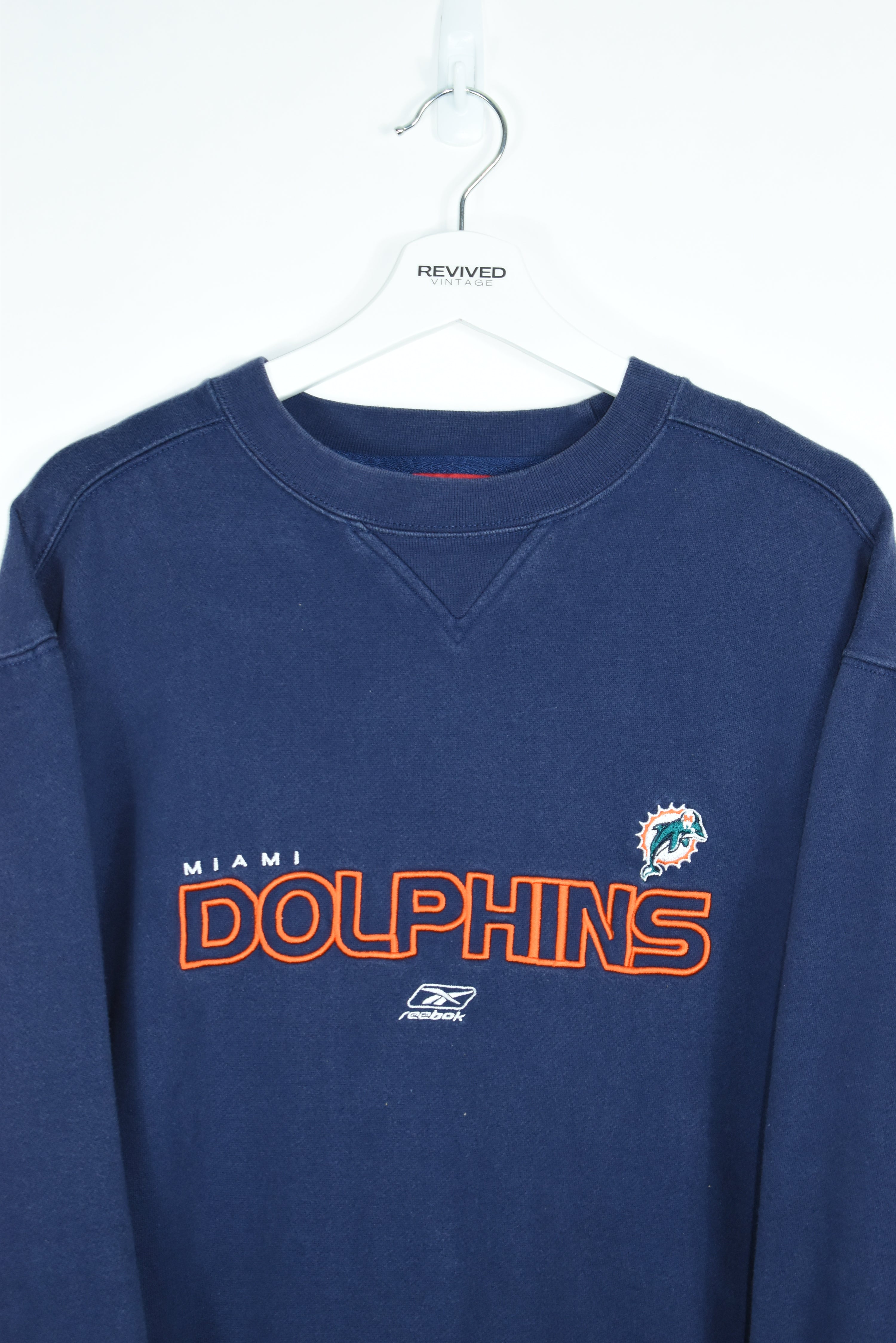 Vintage Reebok Miami Dolphins Embroidery Sweatshirt LARGE (Baggy)