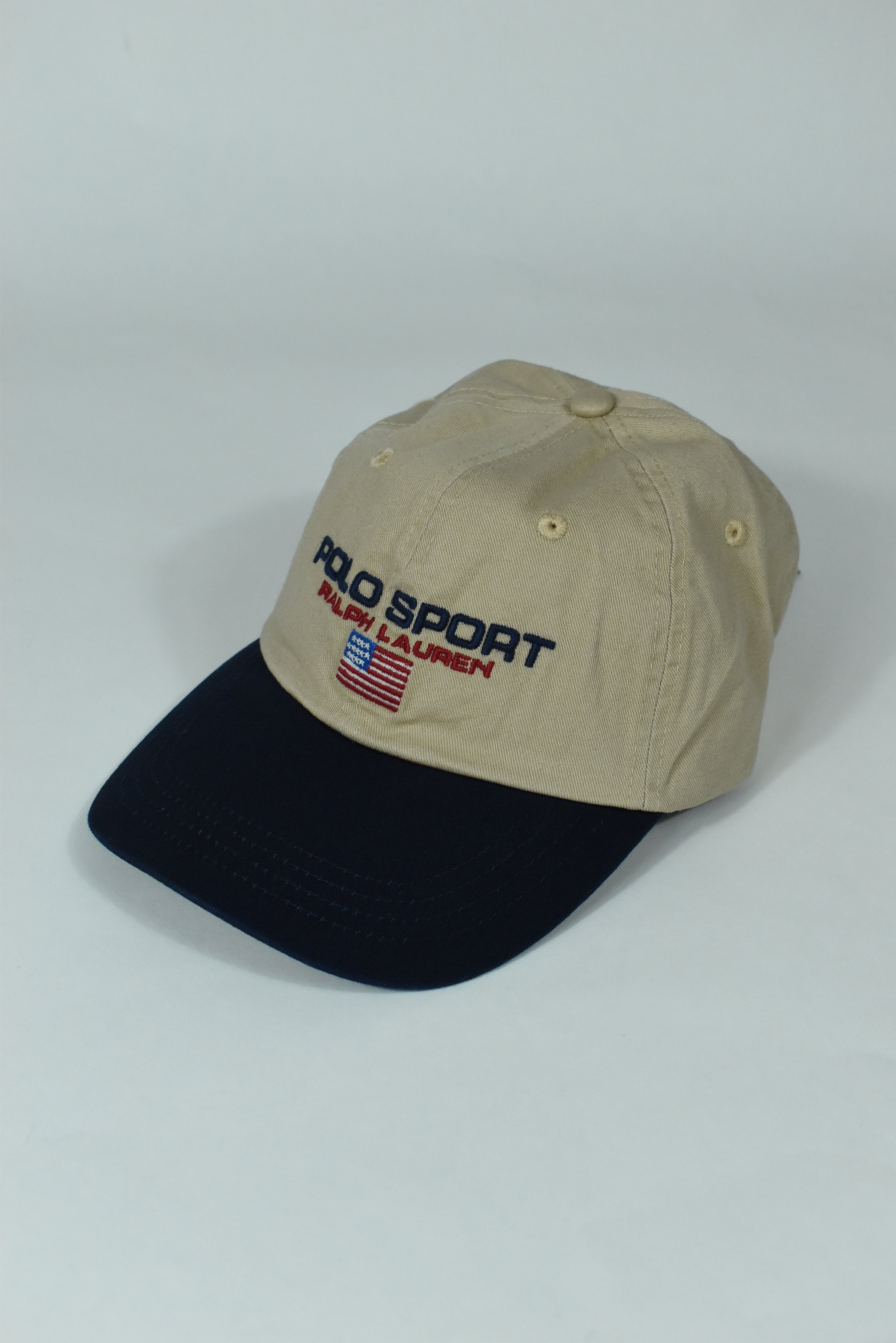 New Beige/Navy RL Polo Sport Embroidery Cap
