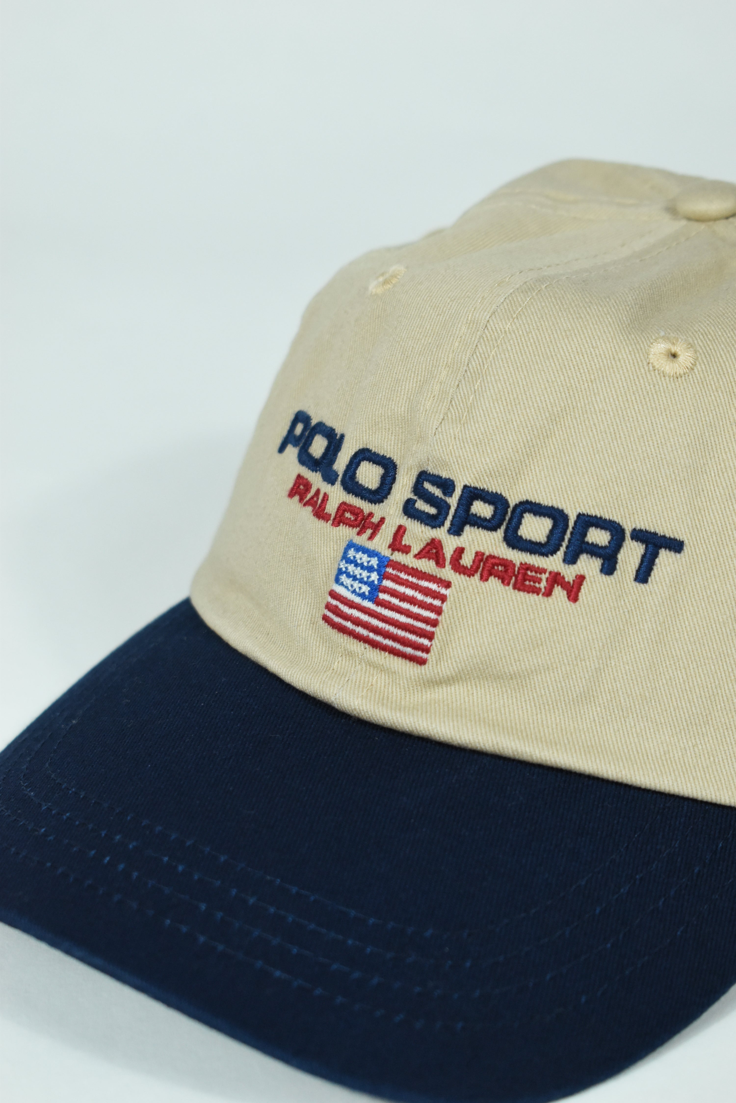 New Beige/Navy RL Polo Sport Embroidery Cap