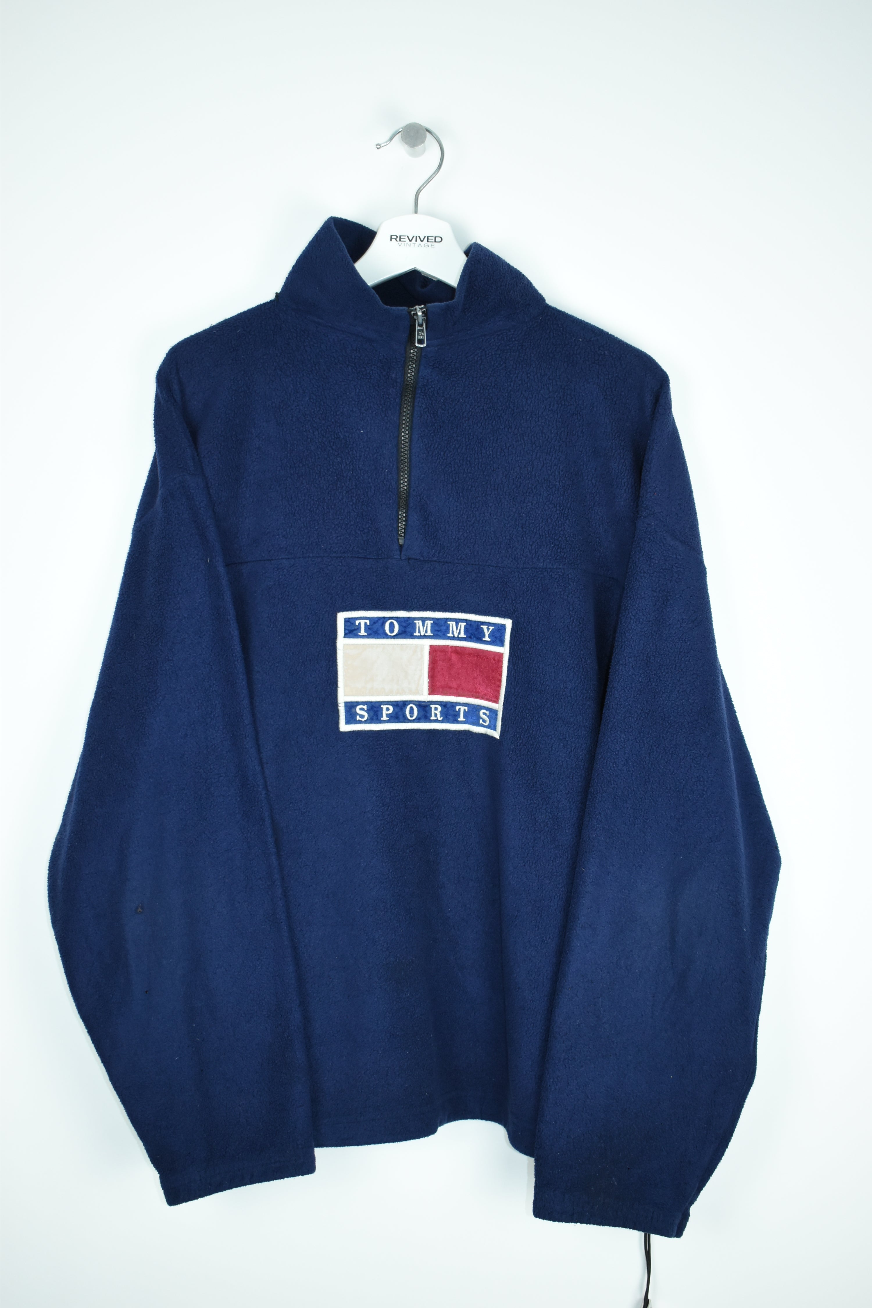 VINTAGE TOMMY HILFIGER SPORTS 1/4 ZIP FLEECE XLARGE