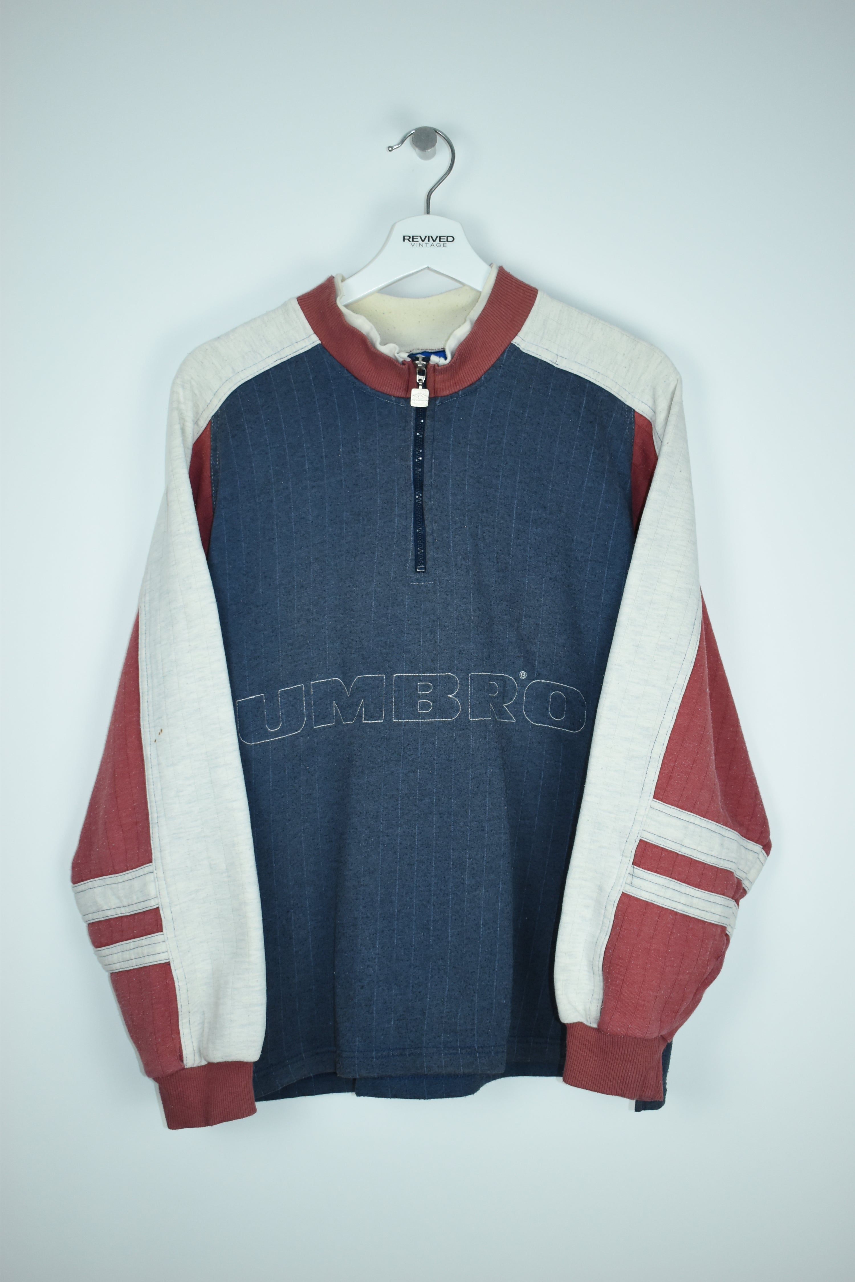 VINTAGE UMBRO EMBROIDERY 1/4 ZIP SWEATSHIRT MEDIUM