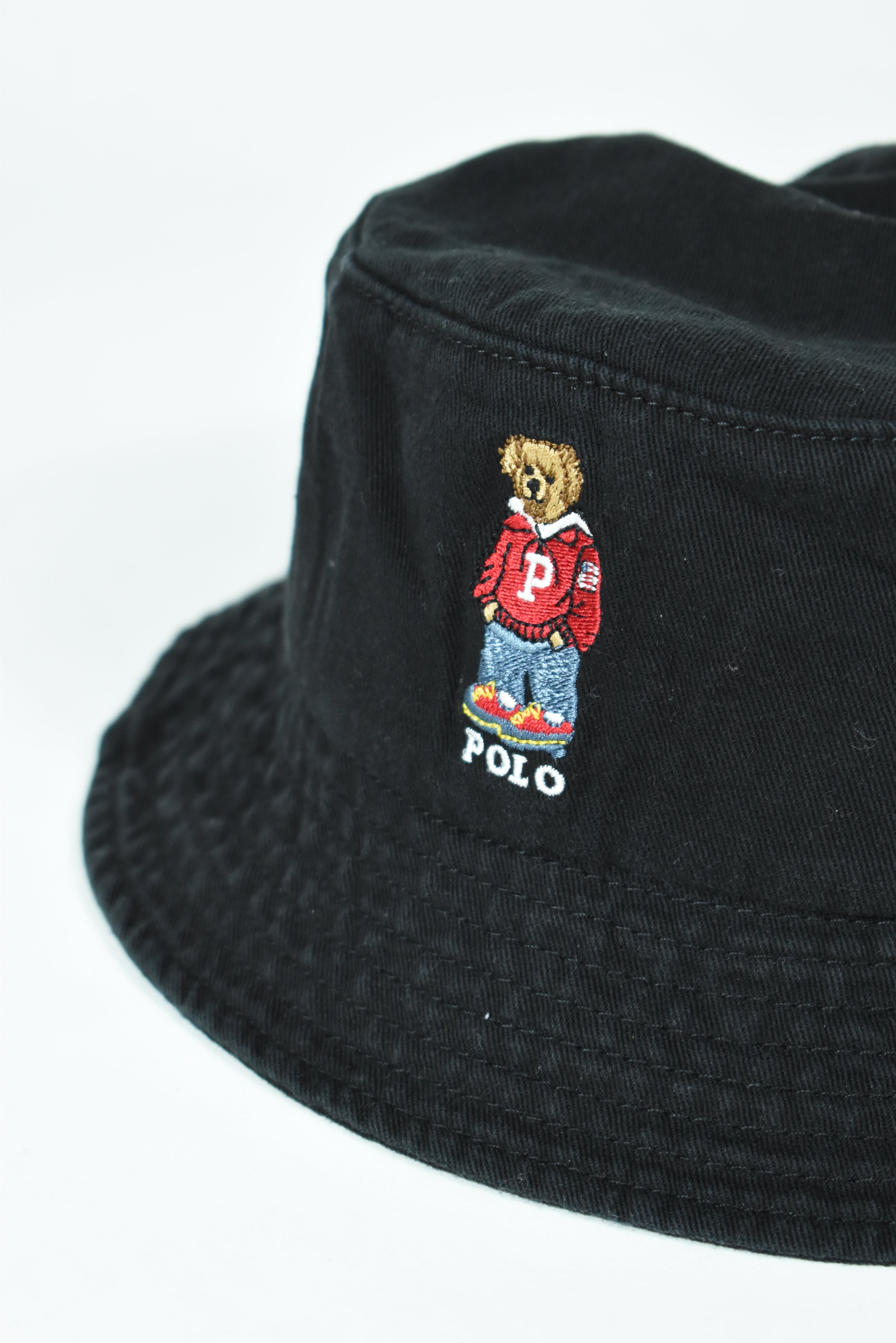 New Black RL Polo Bear Embroidery Bucket Hat