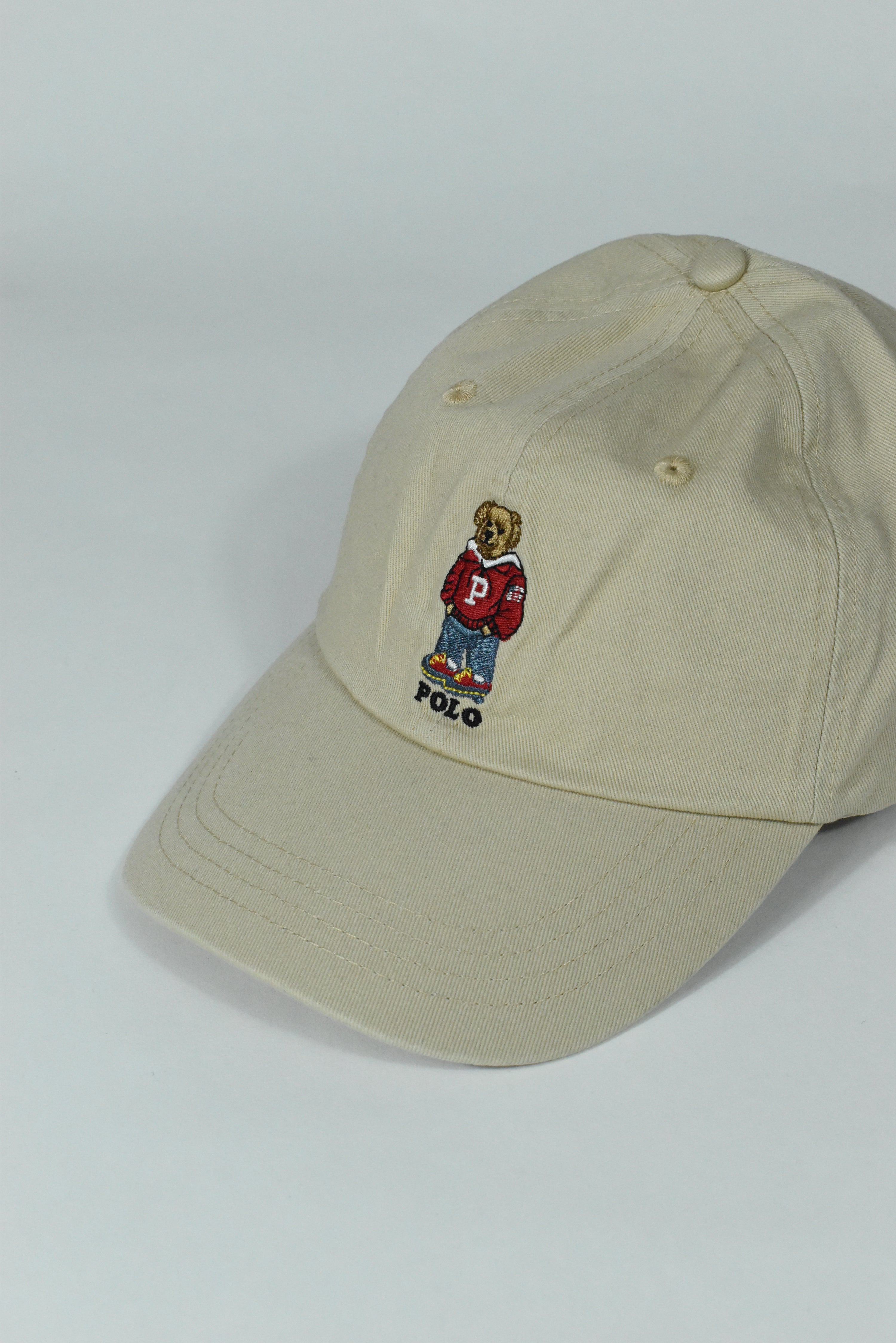 New Beige RL Polo Bear Embroidery Cap