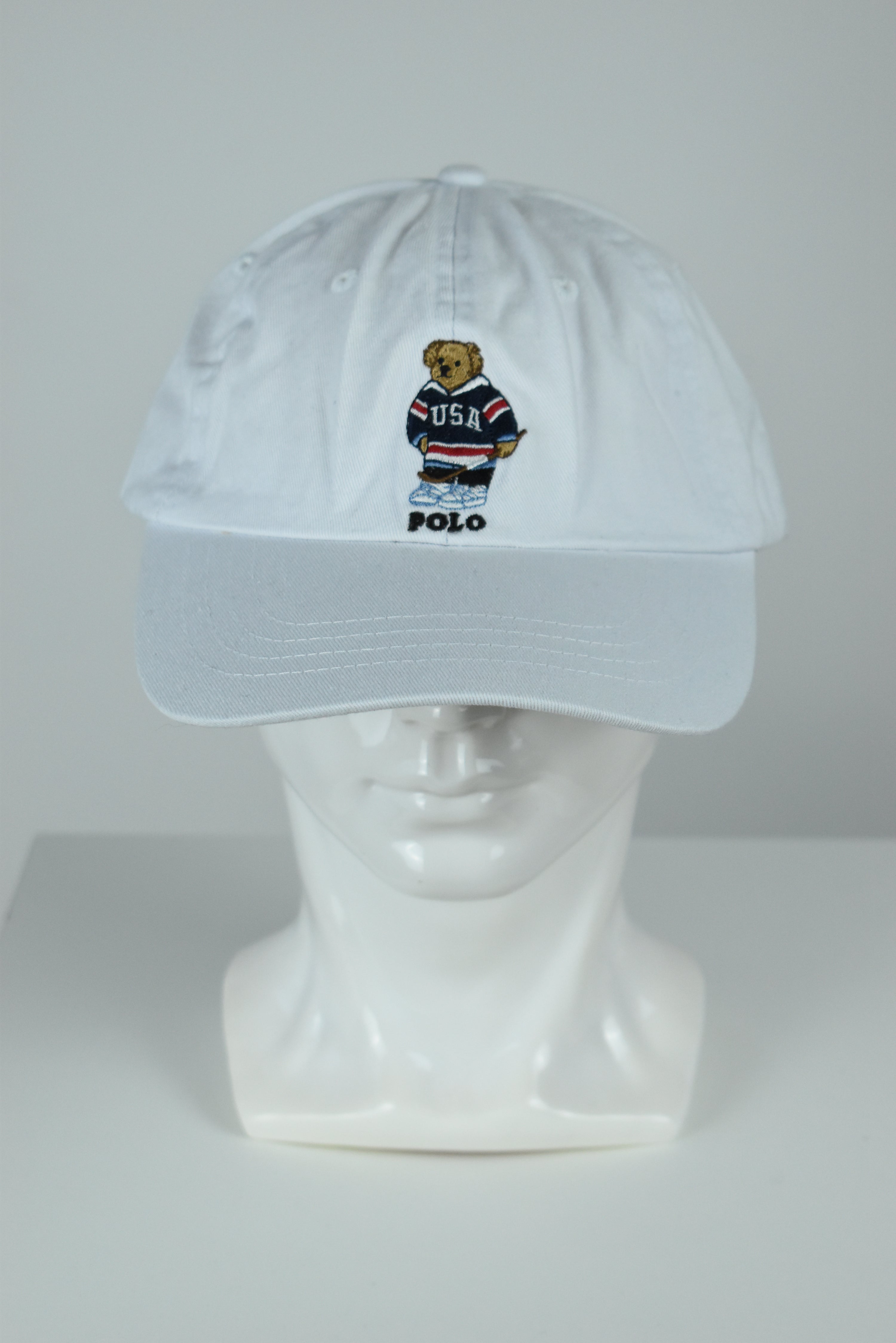 New Ralph Lauren Polo Bear Hockey Cap White OS