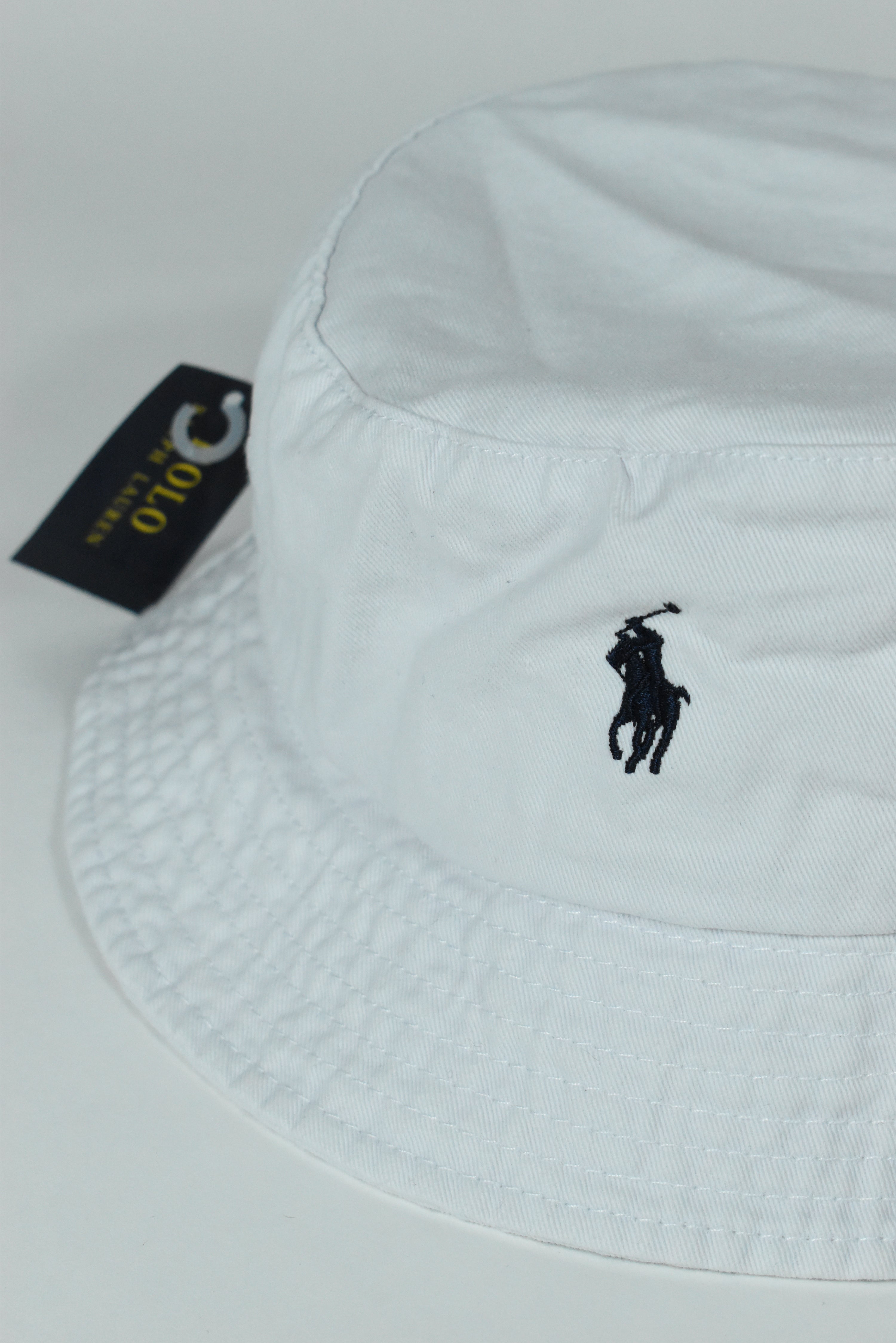New White Ralph Lauren Embroidery Bucket Hat